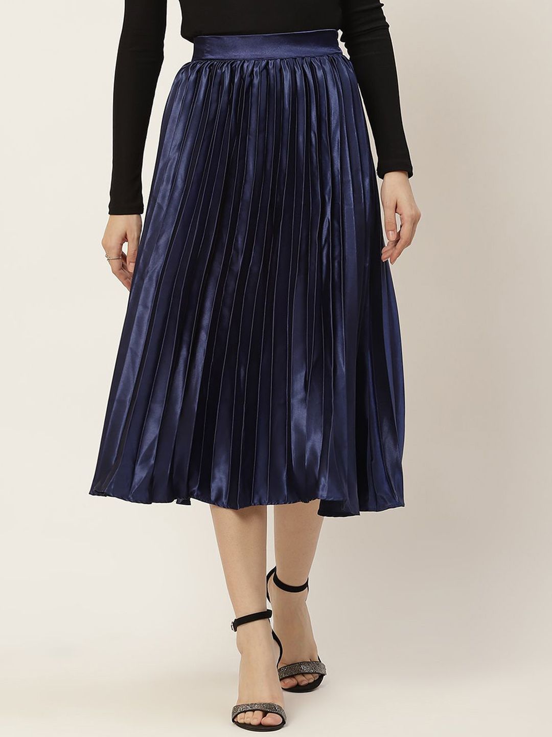 Moda Rapido Pleated Flared Midi Skirt-picture-19