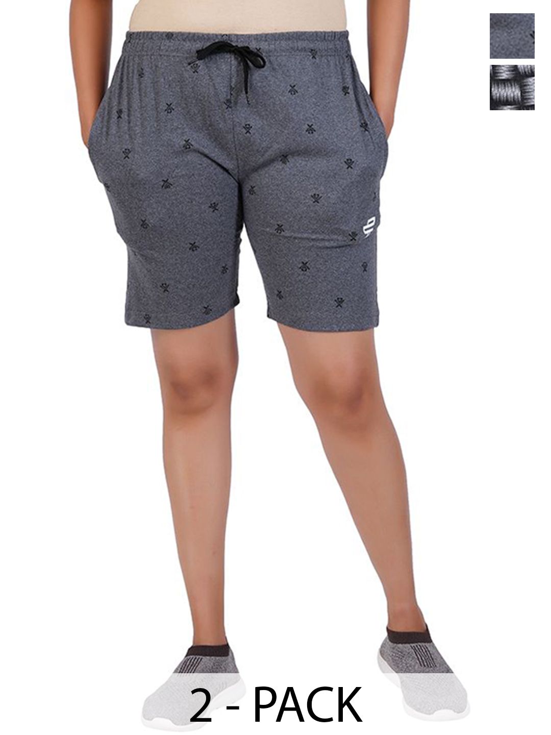 FEEL TRACK Women Pack of 2 Printed Shorts-picture-22