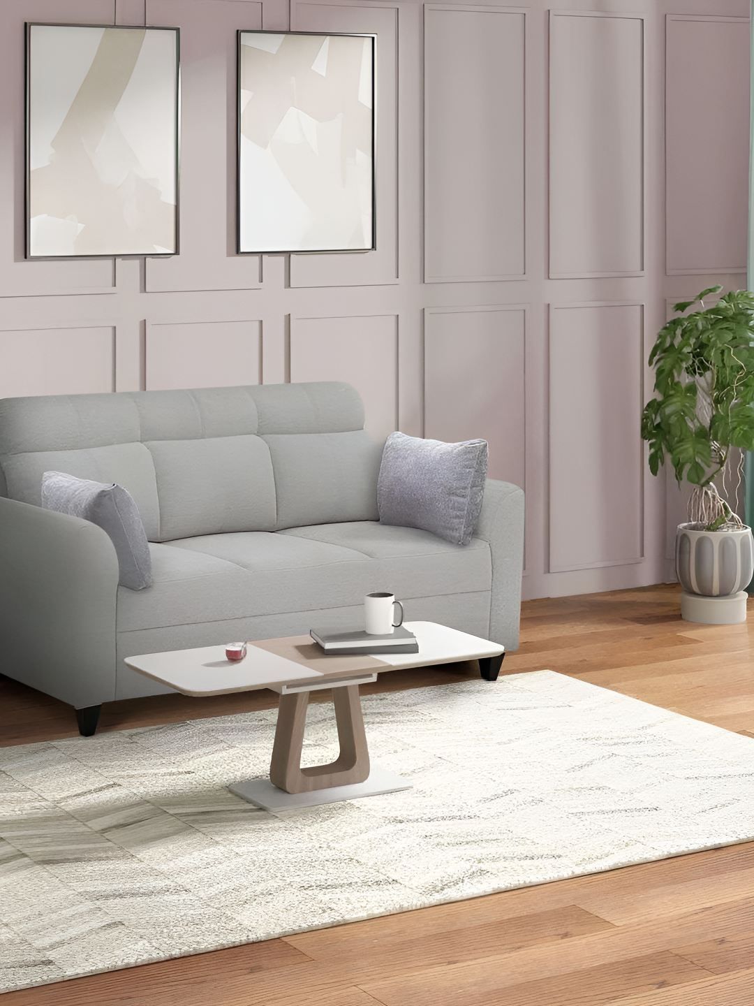 Duroflex Grey Zivo Plus Cloudy Grey fabric 3 Seater Sofa set-picture-20