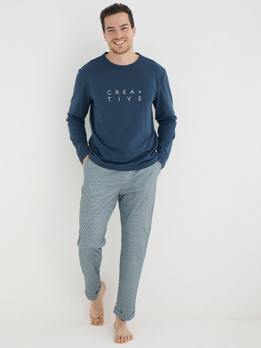Trendyol Men Typography Printed Night suit-picture-40