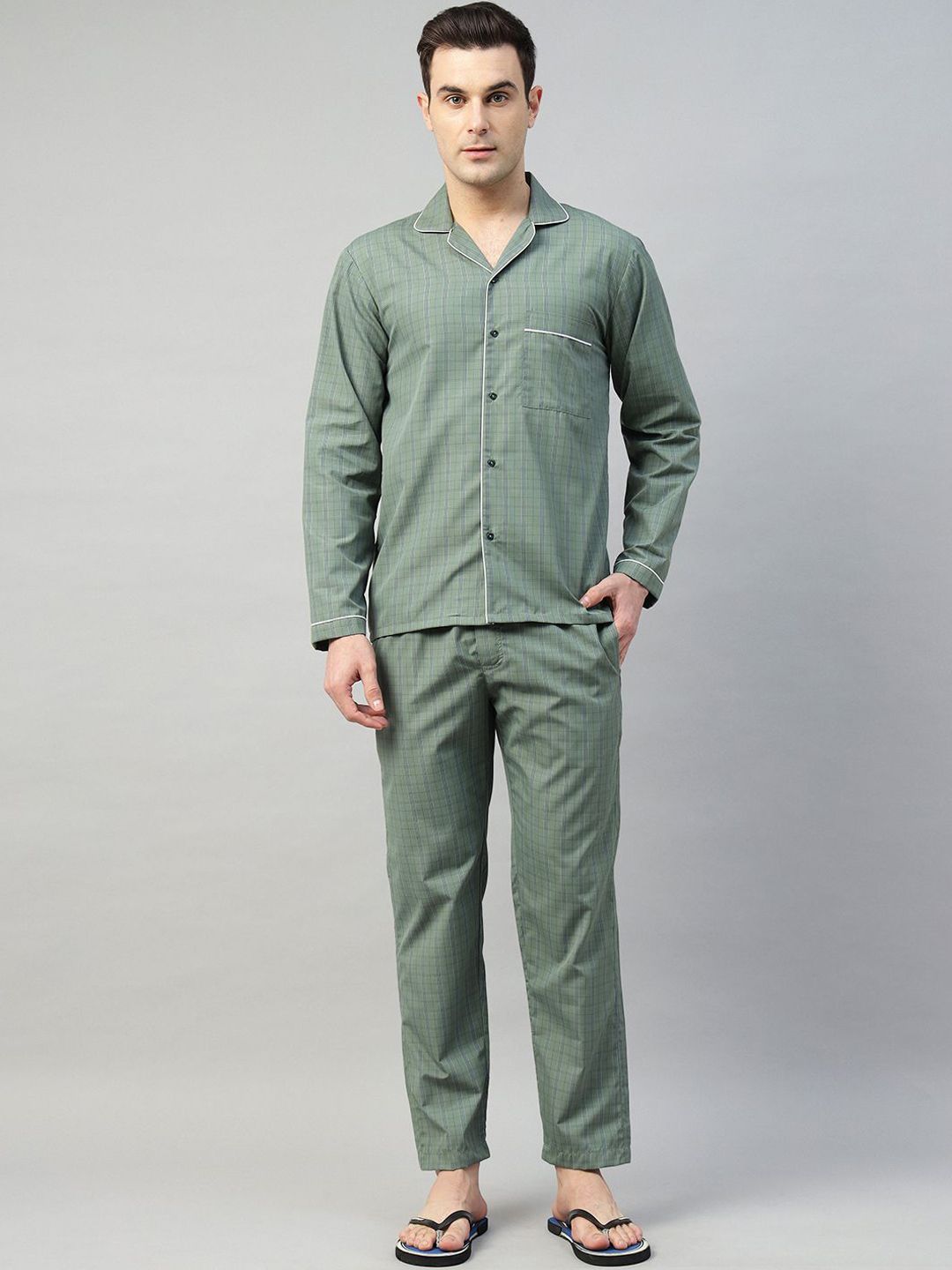 English Navy Men Checked Night suit-picture-12