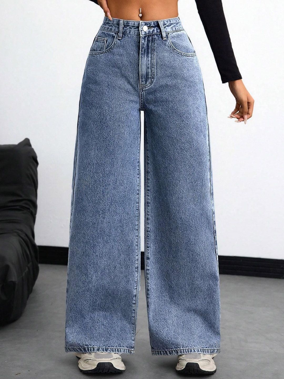 Aadvi Fashion Women Original High-Rise Stretchable Wide Leg Jeans