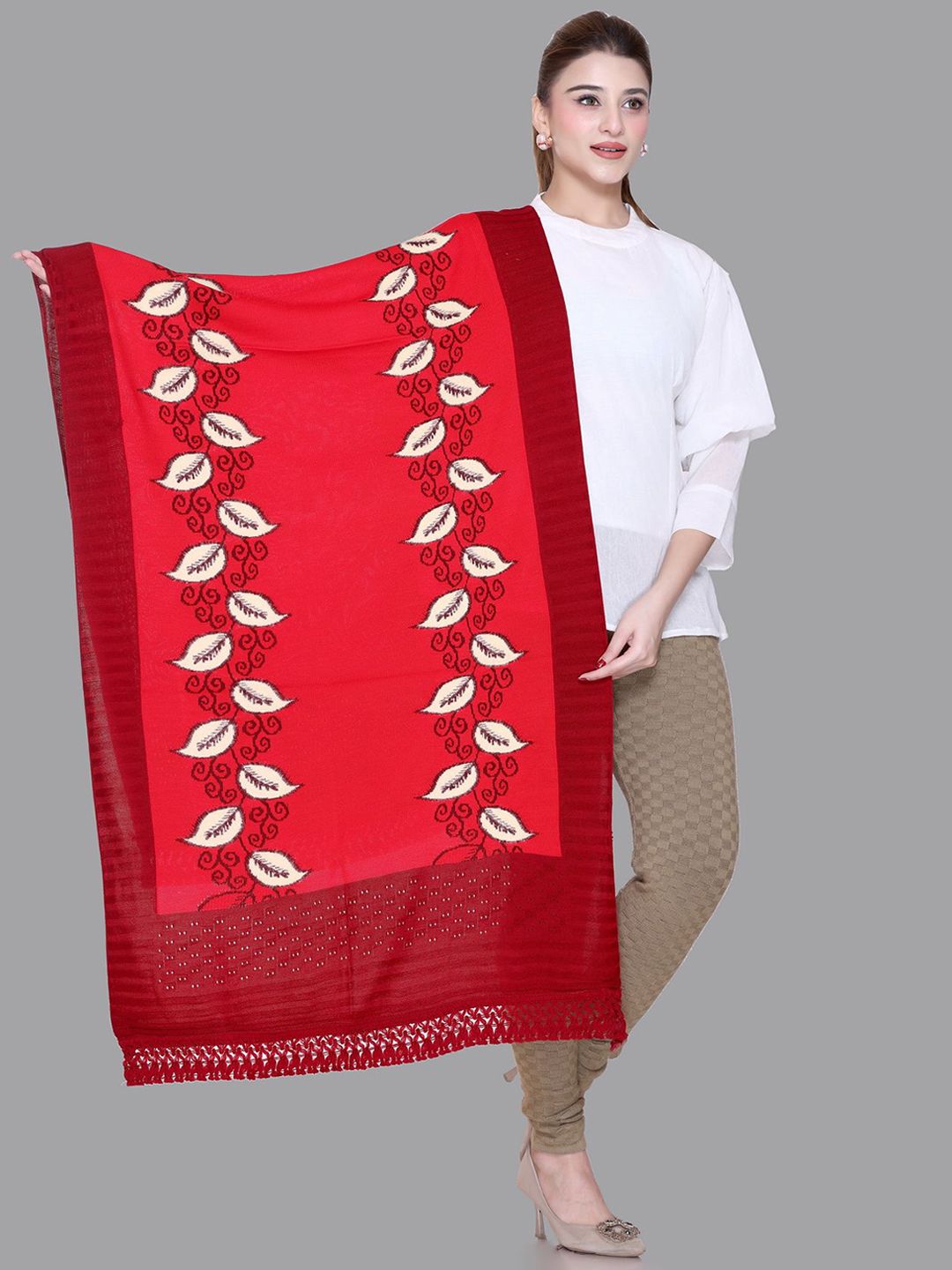 Tones-N-Shades Floral Woven Design Woollen Shawl-picture-19