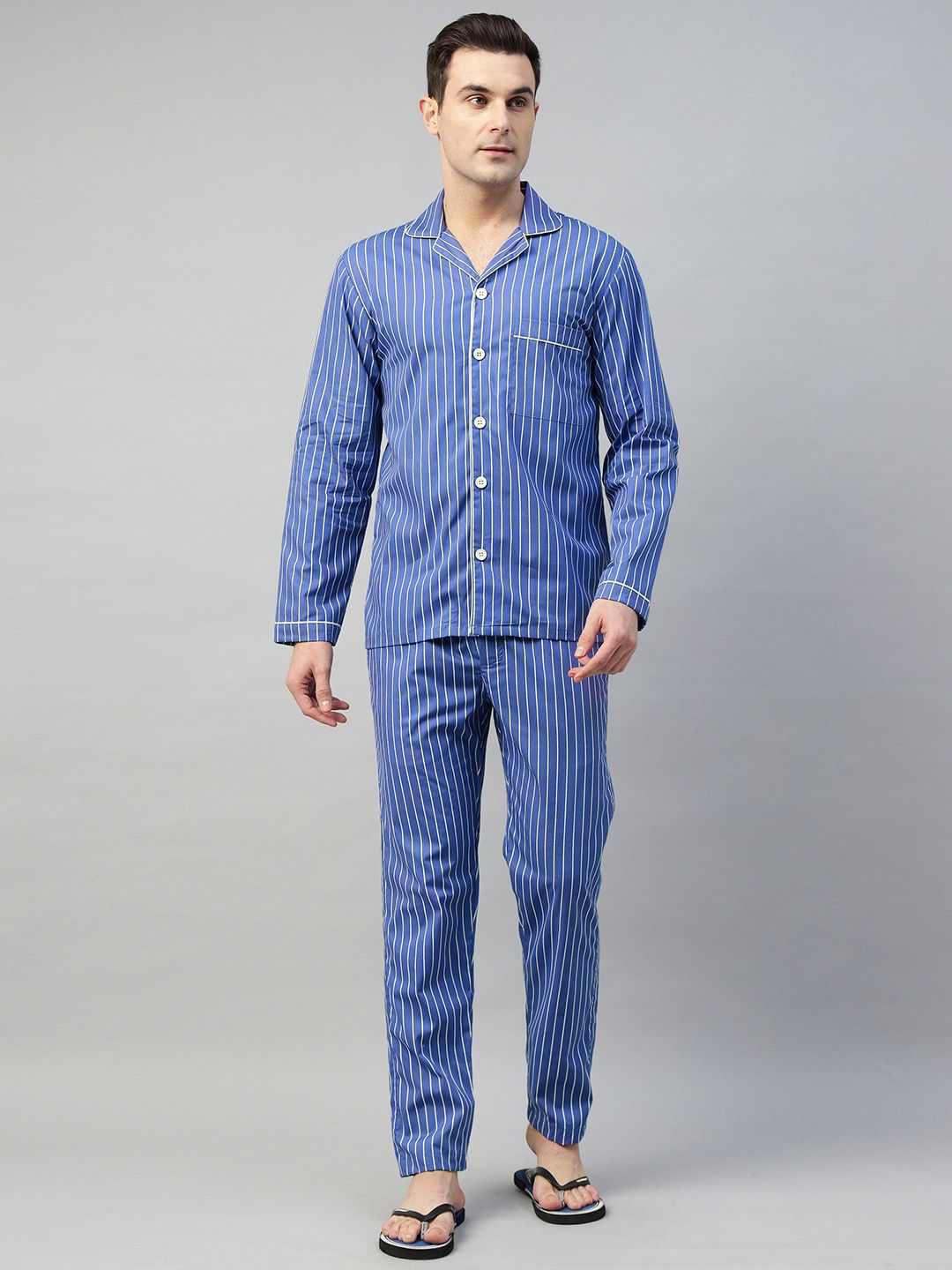 Hancock Men Striped Printed Cotton Night suit-picture-38
