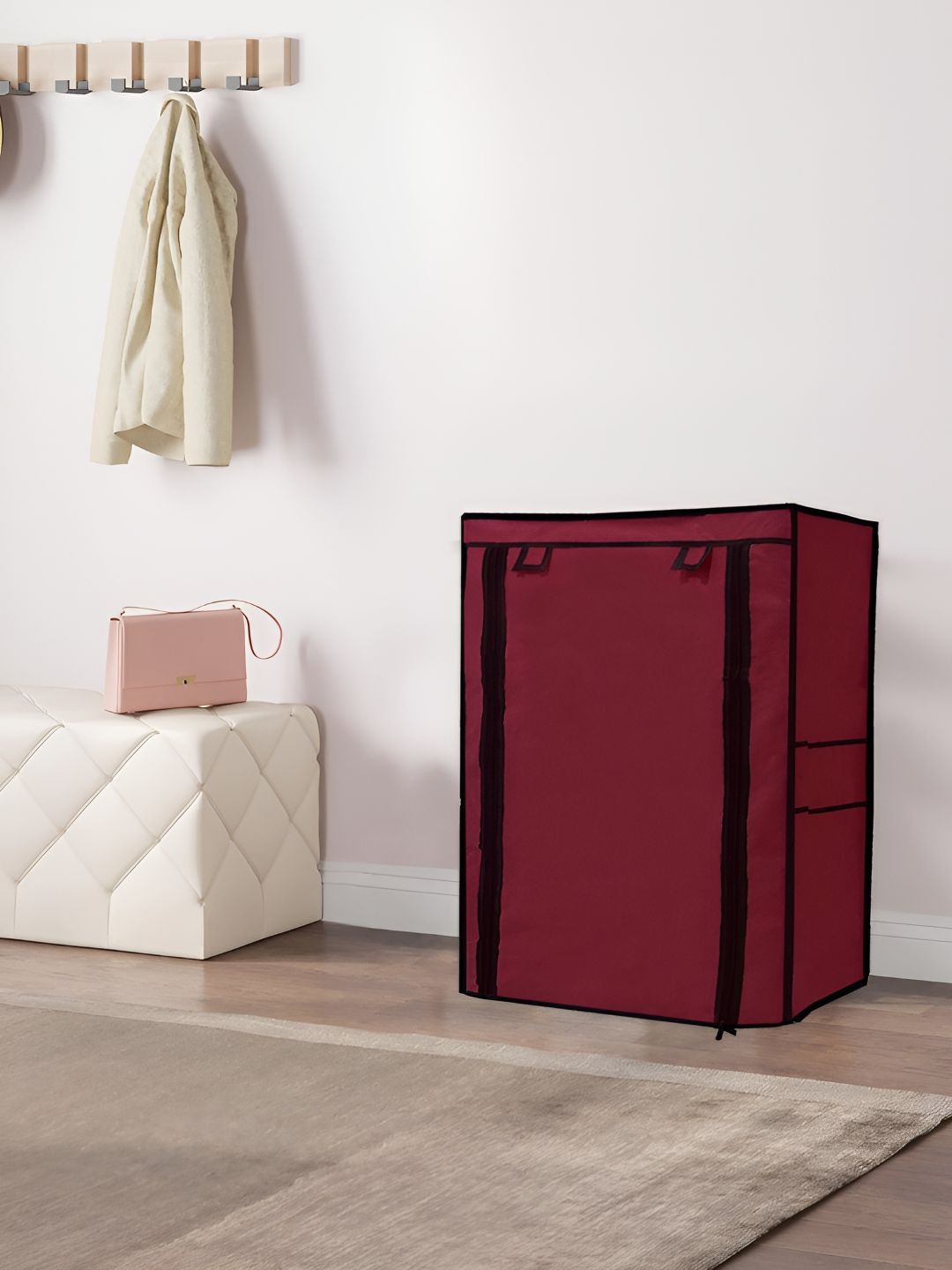 Urban Choice Maroon & Black 4 Layer Water Resistant Shoe Rack Cover-picture-50