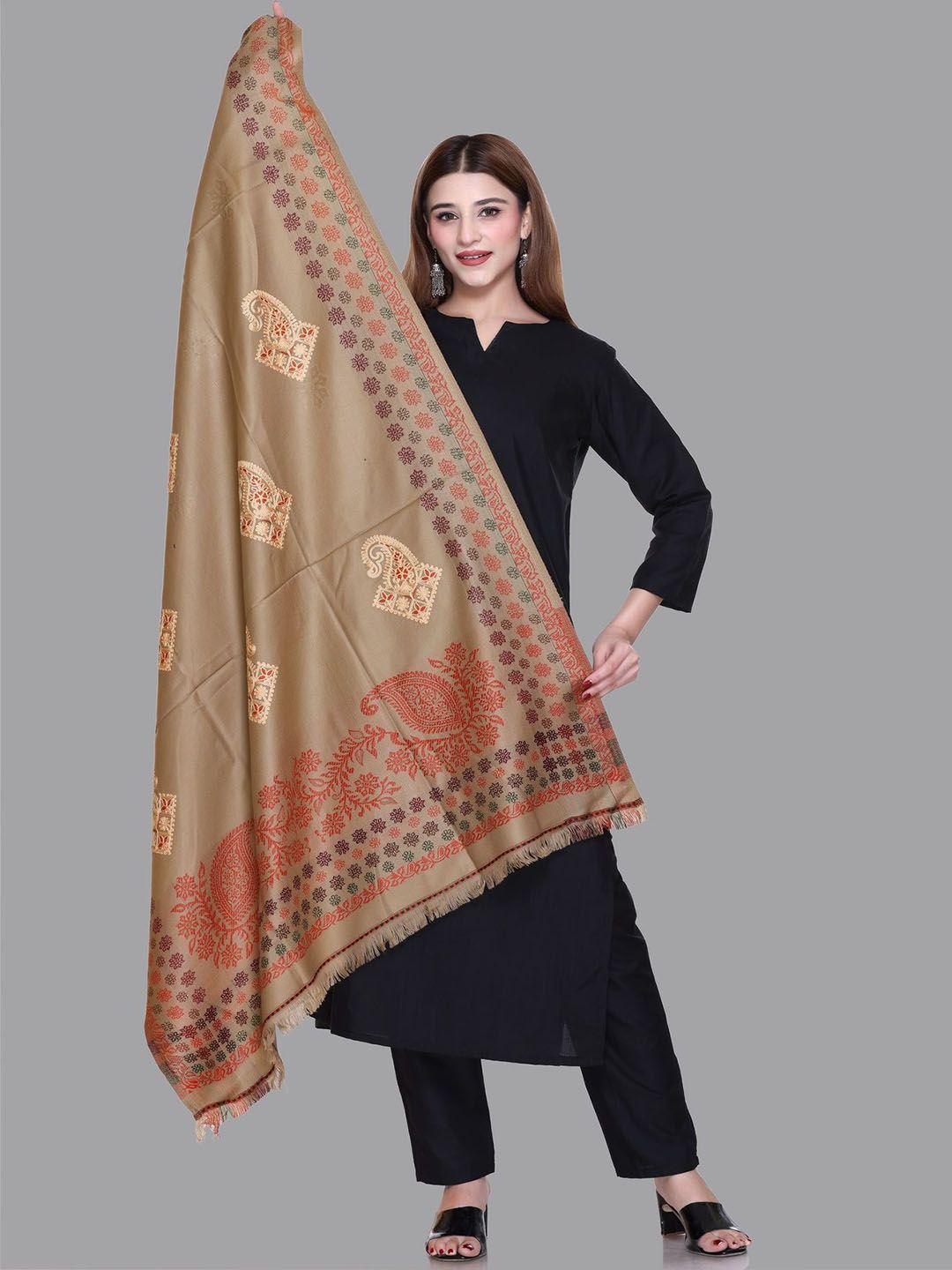Tones-N-Shades Ethnic Motifs Printed Shawl-picture-34