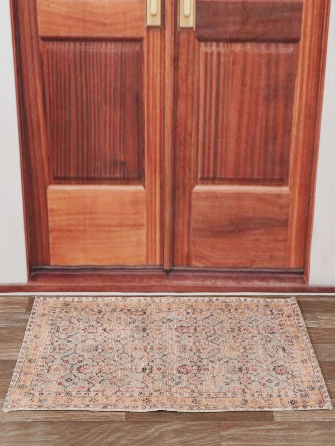 Aura Beige & Blue Textured Anti Skid Doormat-picture-46