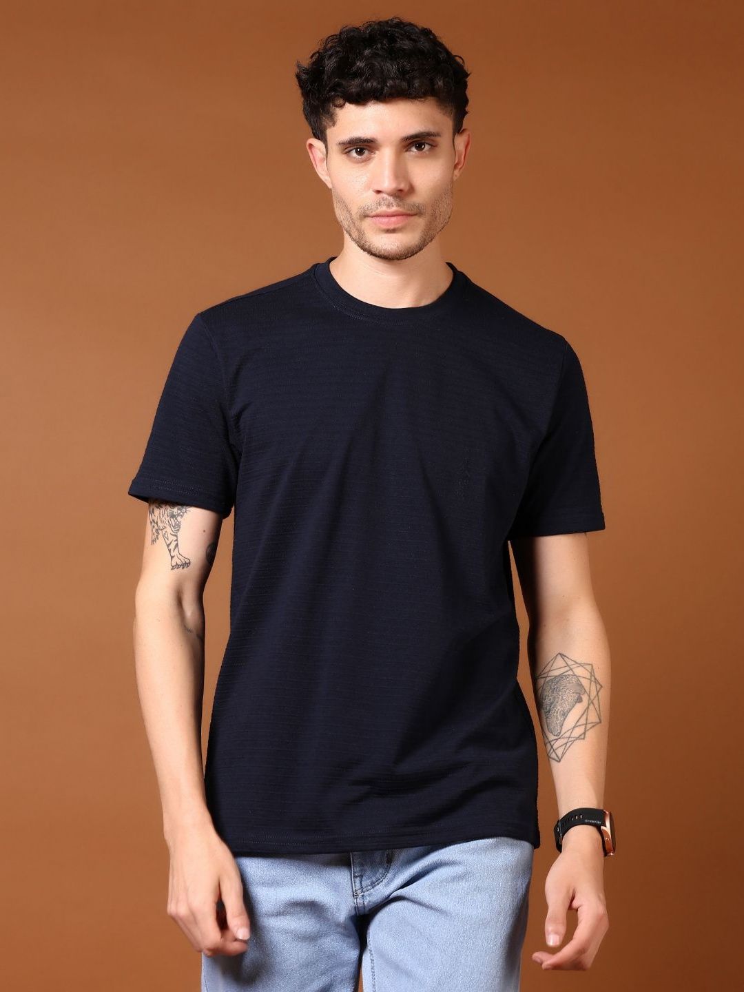 V-Mart Men Self Design Round Neck Cotton T-shirt-picture-31