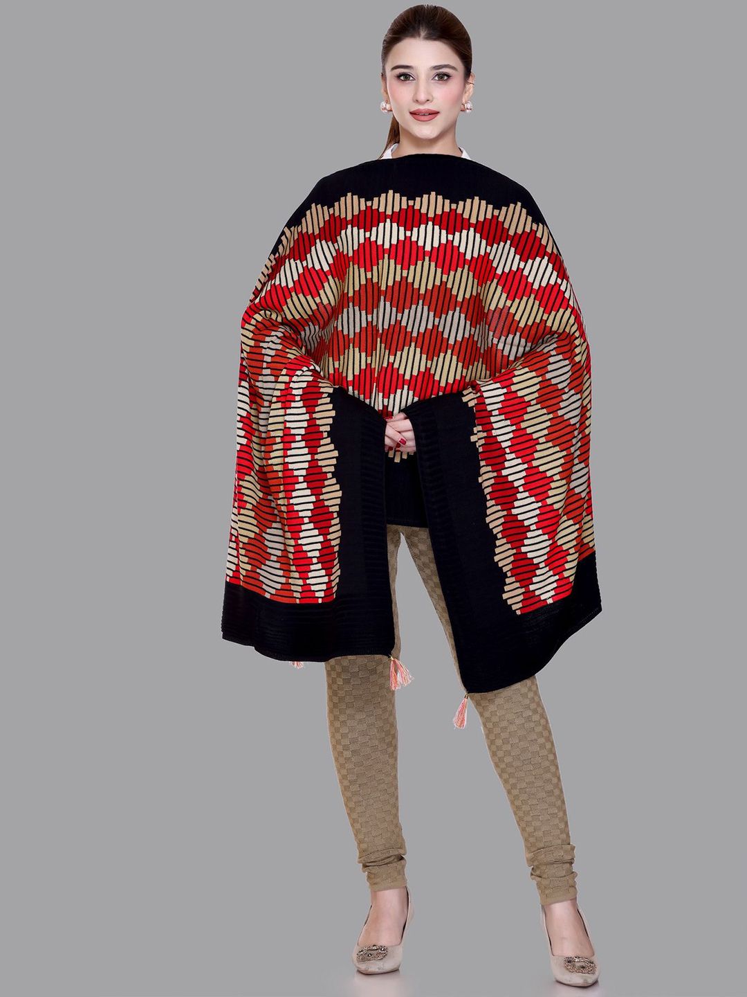 Tones-N-Shades Geometric Woven Design Shawl-picture-21