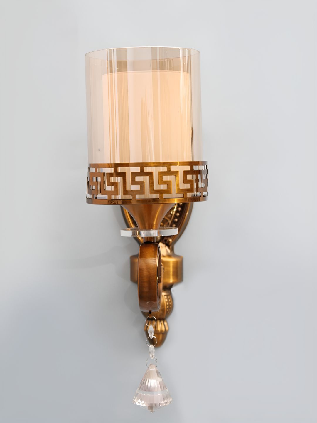 SHREE KALA HOME DECOR Brown Textured Metal Traditional Abstract Shaped Shaped Wall Lamp-picture-13