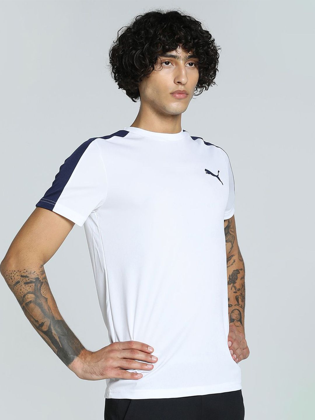 Puma Teams Cricket Brand Logo Printed Pure Cotton Slim Fit Short Sleeves T-Shirt-image-21