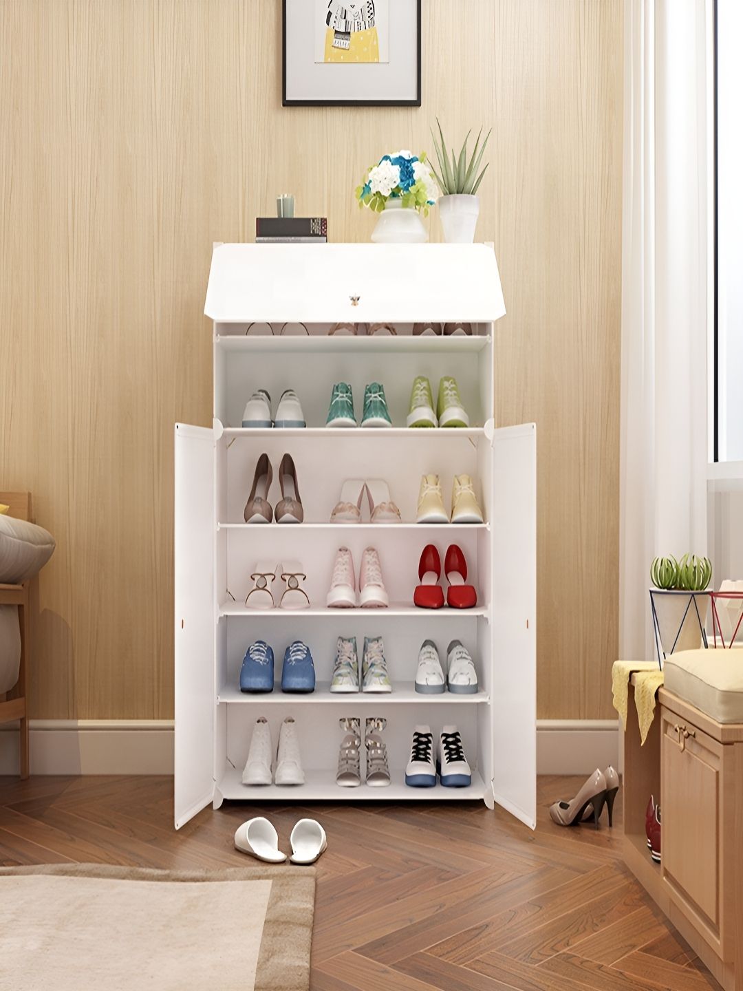 Sasimo White Set of 1 Water Resistant Shoes Organiser Organisers-picture-12