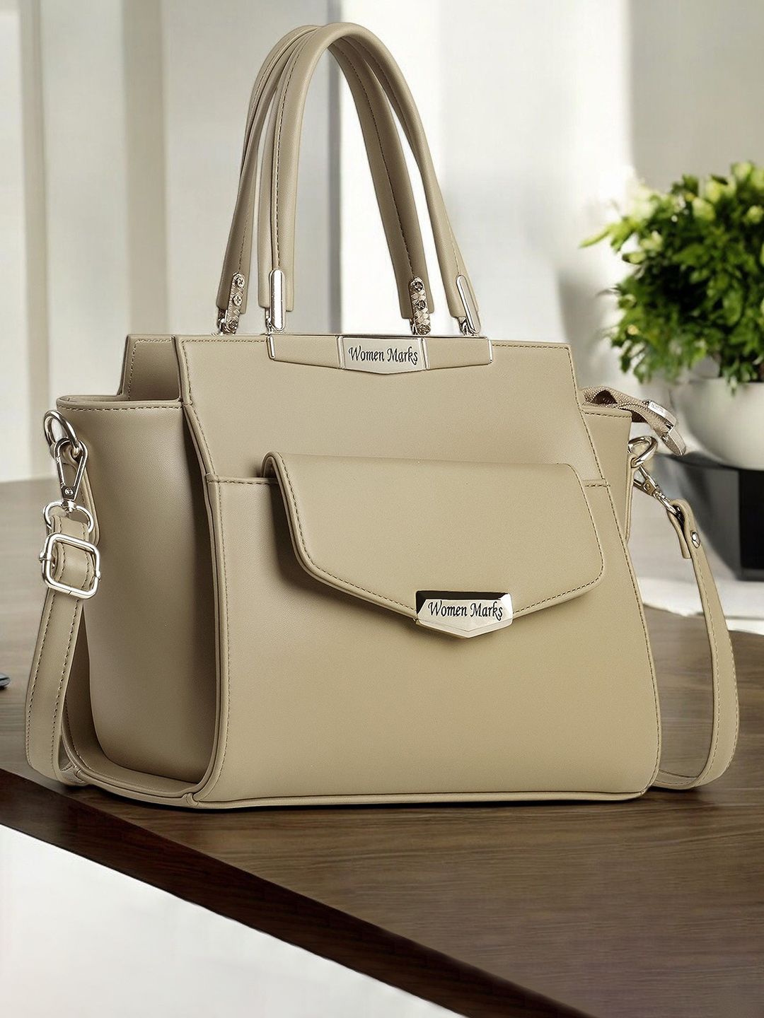 WOMEN MARKS Textured PU Structured Handheld Bag with Tasselled-picture-27