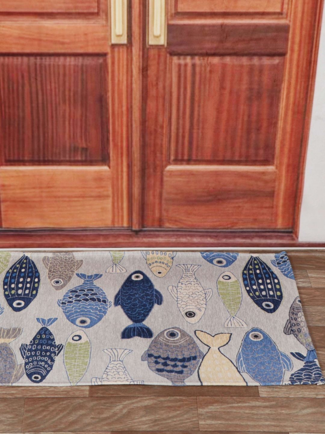 Aura Grey & Blue Textured Anti Skid Doormat-image-40