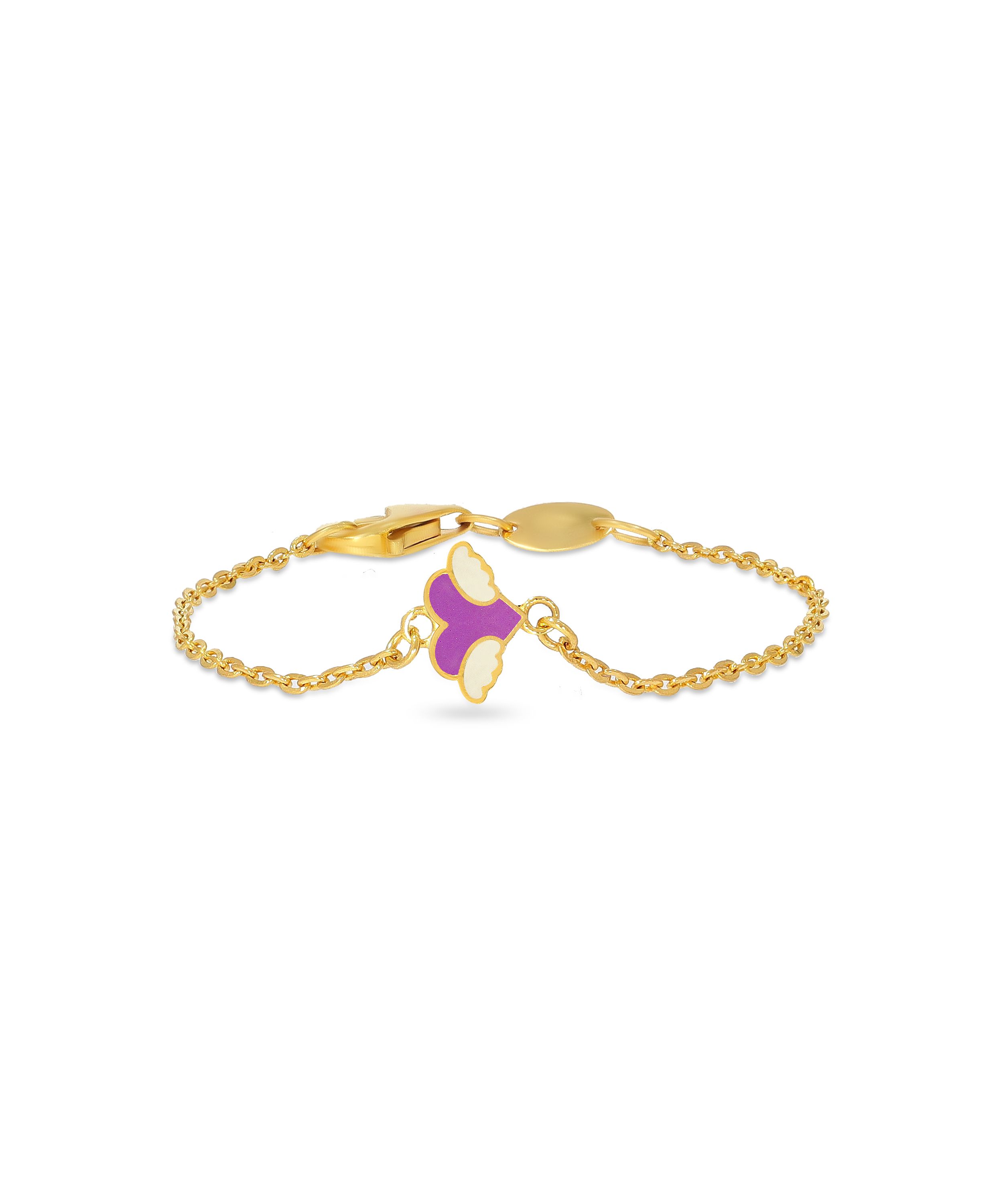 BHIMA 22K BIS Hallmark 916 Purity Yellow Gold Fairy Heart Kids Bracelet-image-4