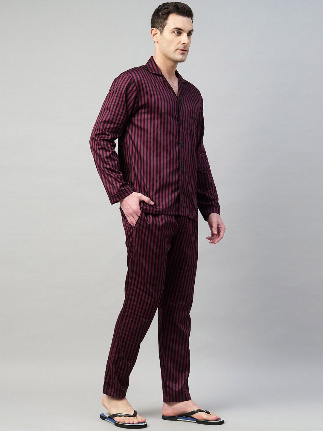 Hancock Men Striped Pure Cotton Night Suit-picture-37