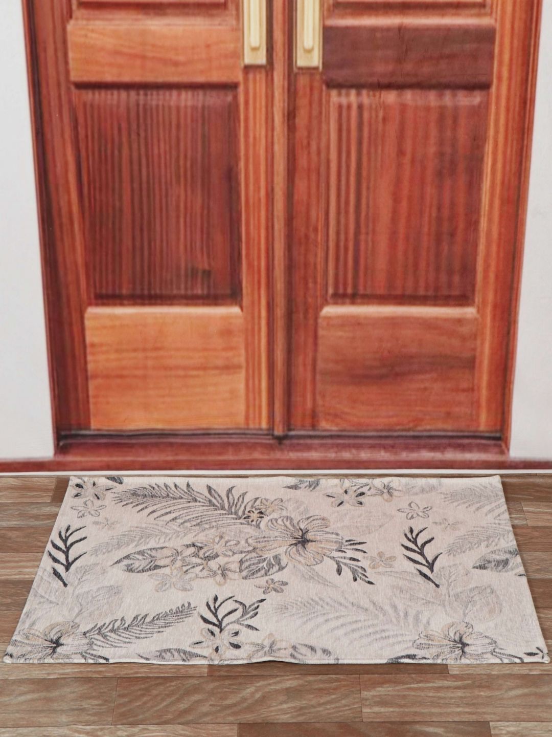Aura Beige & Grey Printed Anti Skid Doormat-image-36