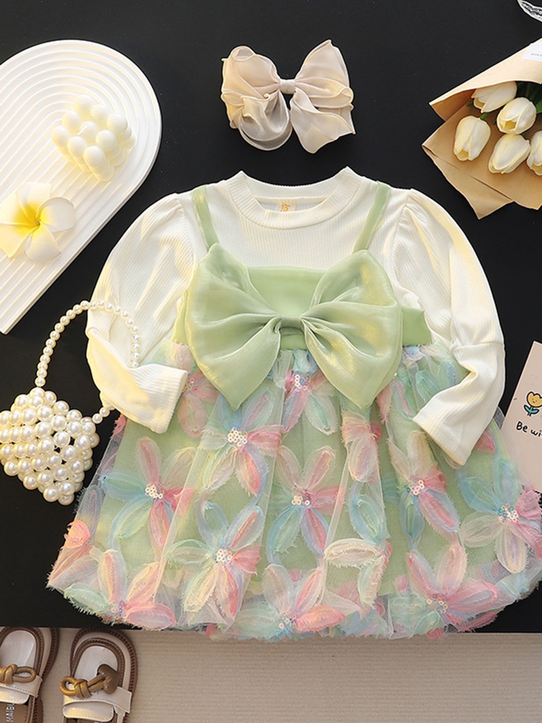 YK Floral Print Fit & Flare Dress