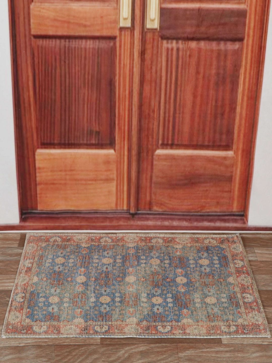 Aura Blue & Red Textured Anti Skid Doormat-picture-48