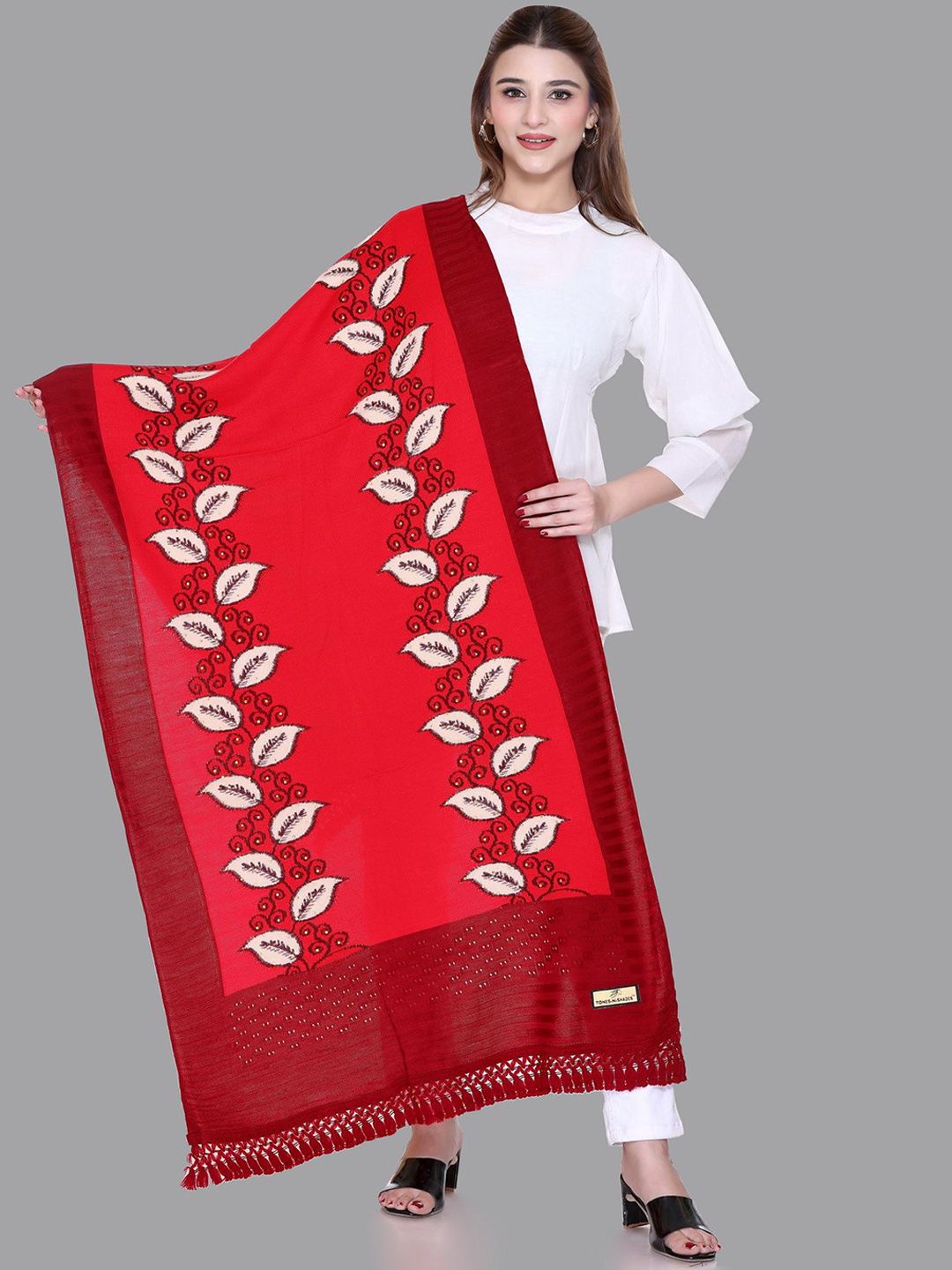 Tones-N-Shades Women Ethnic Motifs Woven Design Shawl-picture-33