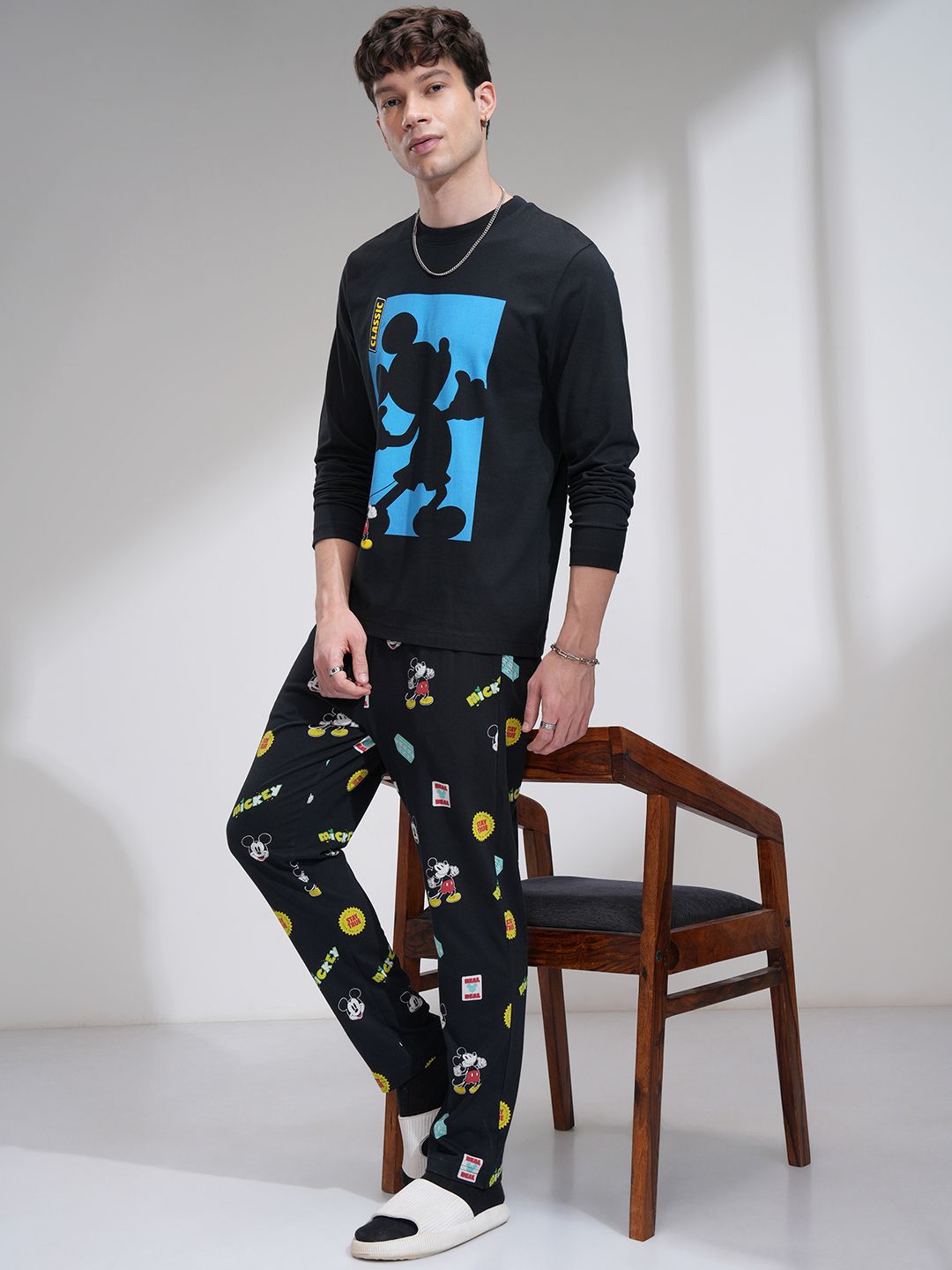 HIGHLANDER Mickey Mouse Printed Cotton T shirt With Pyajama-image-26