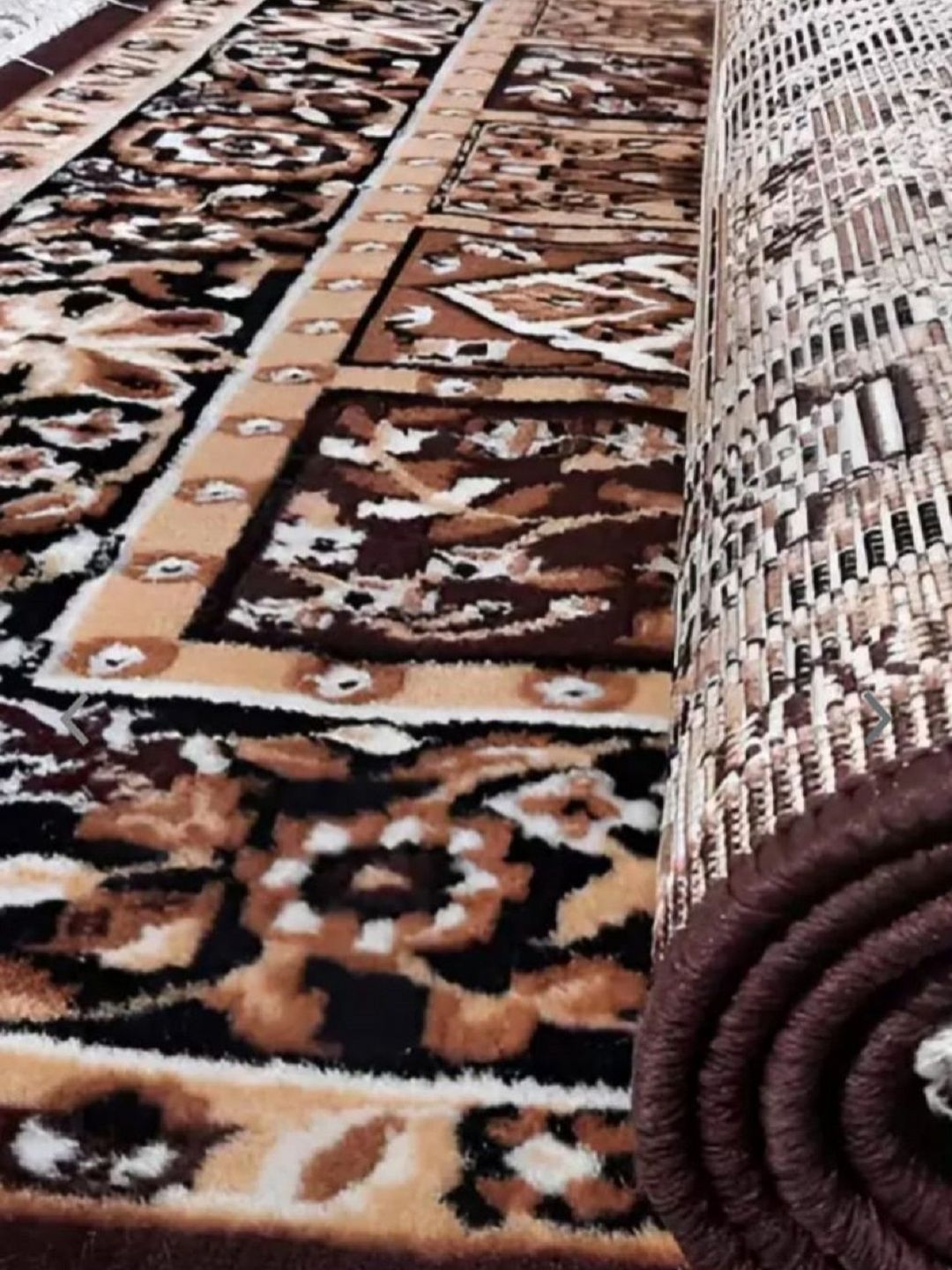 Samjeeda Handloom carpets Black Geometric Anti-Skid Polyester Carpet-image-24