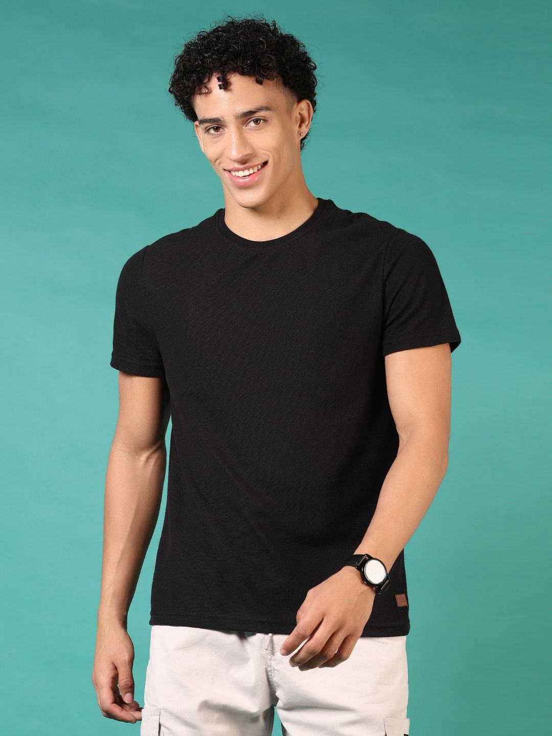 V-Mart Men Solid Round Neck Cotton T-shirt-picture-31