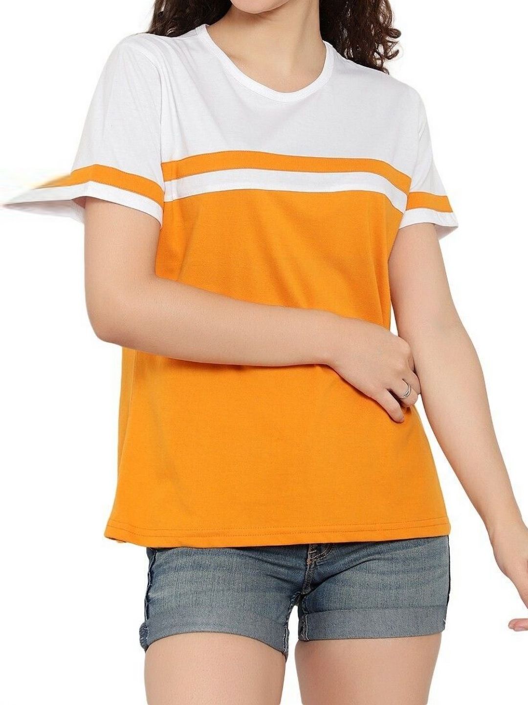 DEEPMAYRA COLLECTION Women Colourblocked Round Neck Cotton T-shirt-picture-31