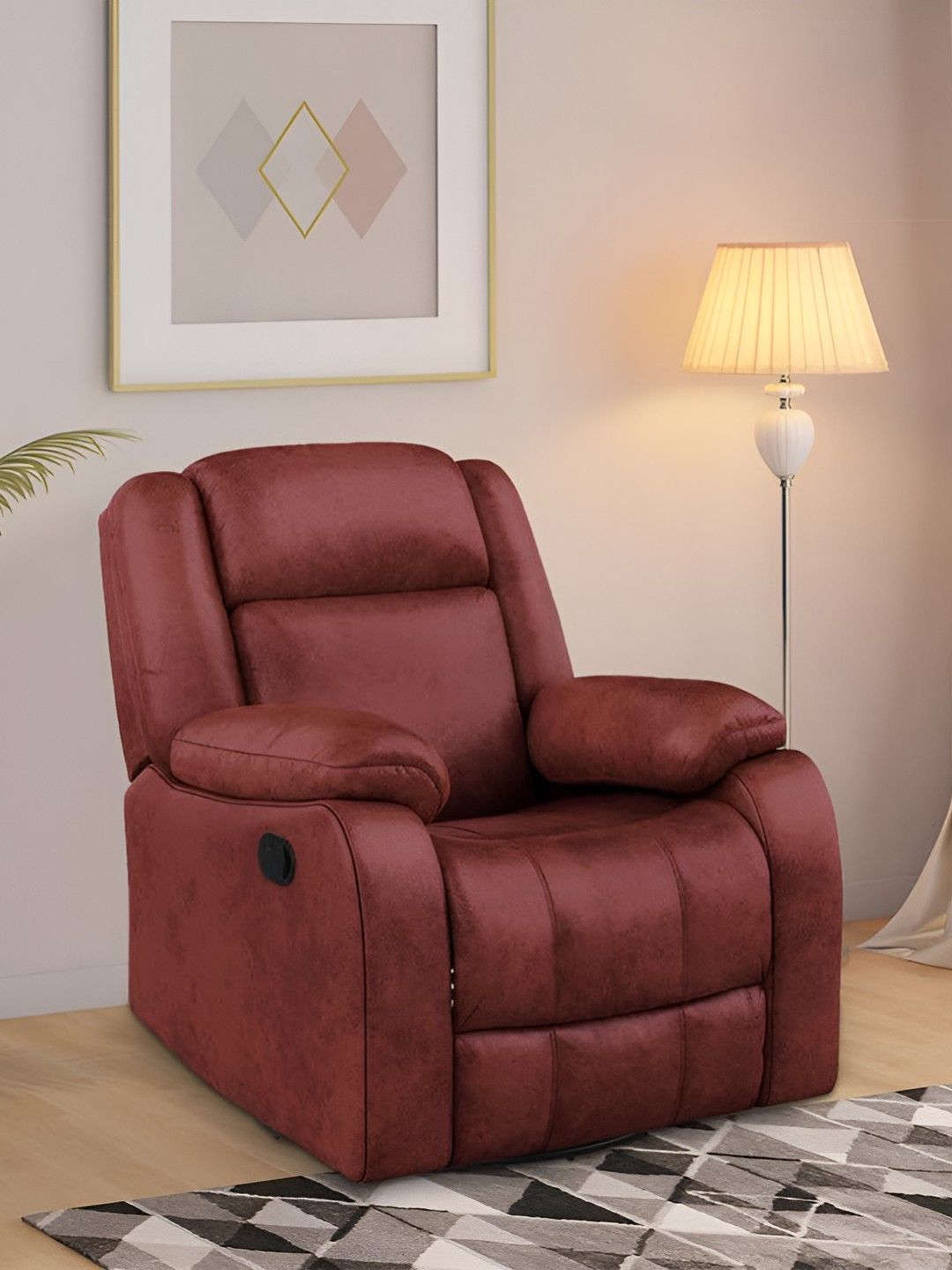 Duroflex Avalon - Rocking & Revolving Single Seater Suede Manual Recliner