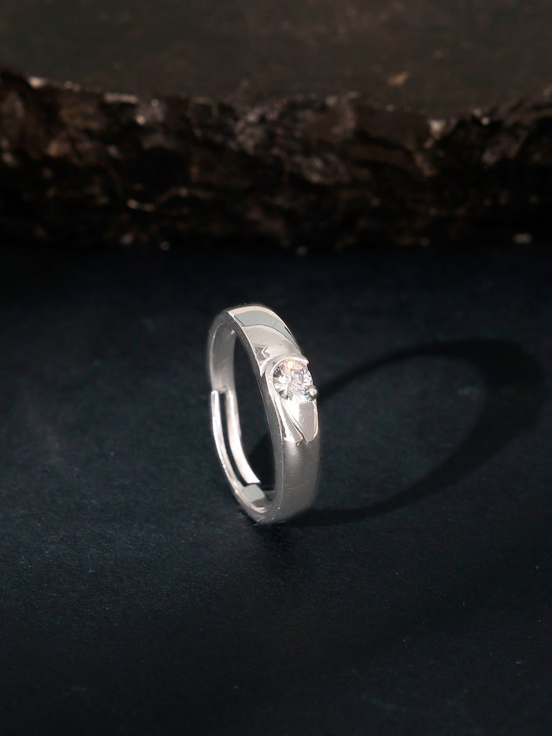 GIVA Men 925 Silver Rhodium-Plated Cubic Zirconia Studded Fibonacci Flow Finger Ring-picture-17