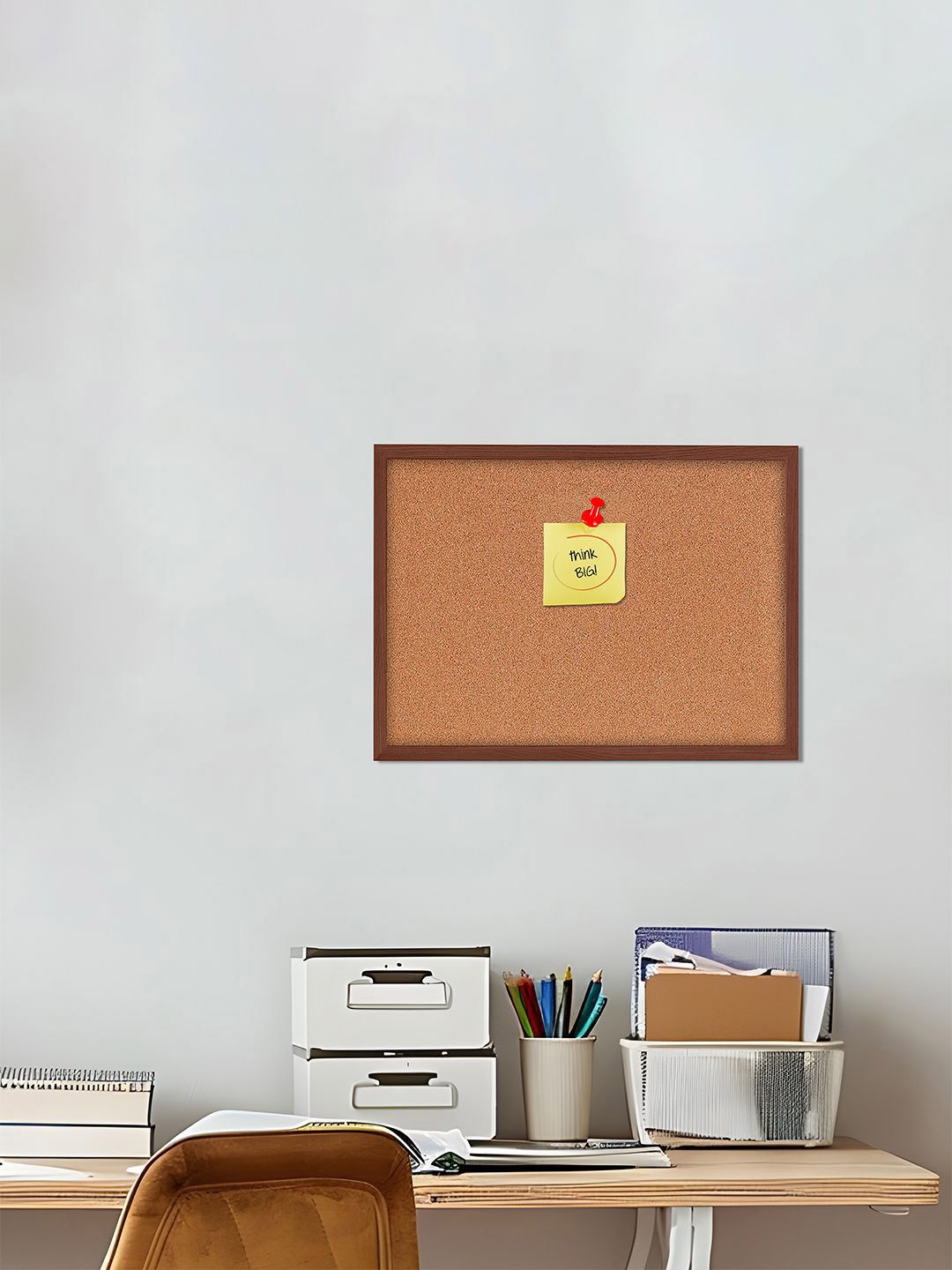 Art Street Brown Wooden Rectangular Shaped Notice Bulletin Board