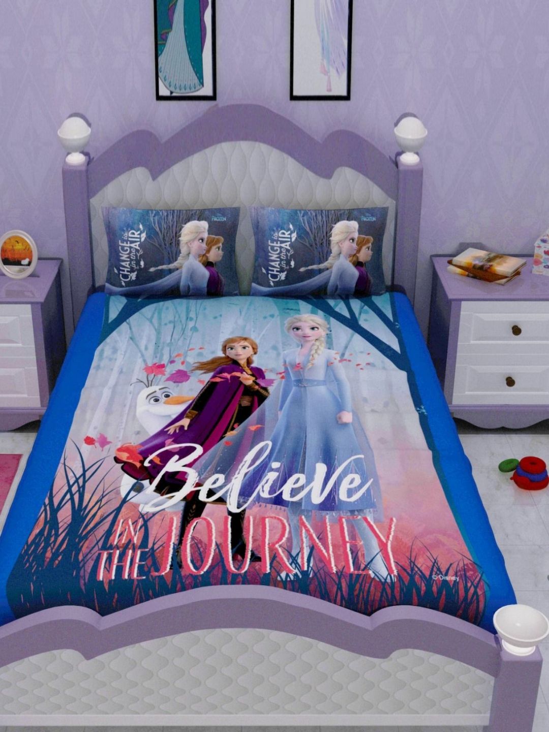 Athom Living Blue Cartoon Characters Printed 180 TC Pure Cotton King Bedsheet Set-picture-20