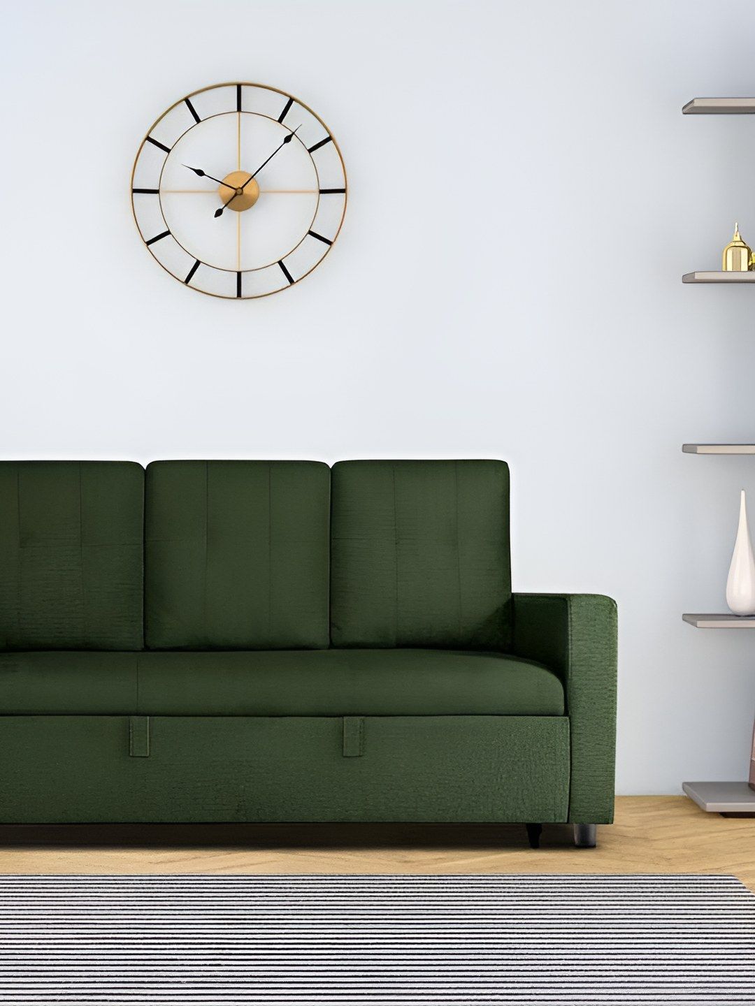 Duroflex Ease Green 3 Seater Sofa Cum Bed with Pullout Mechanism-image-17