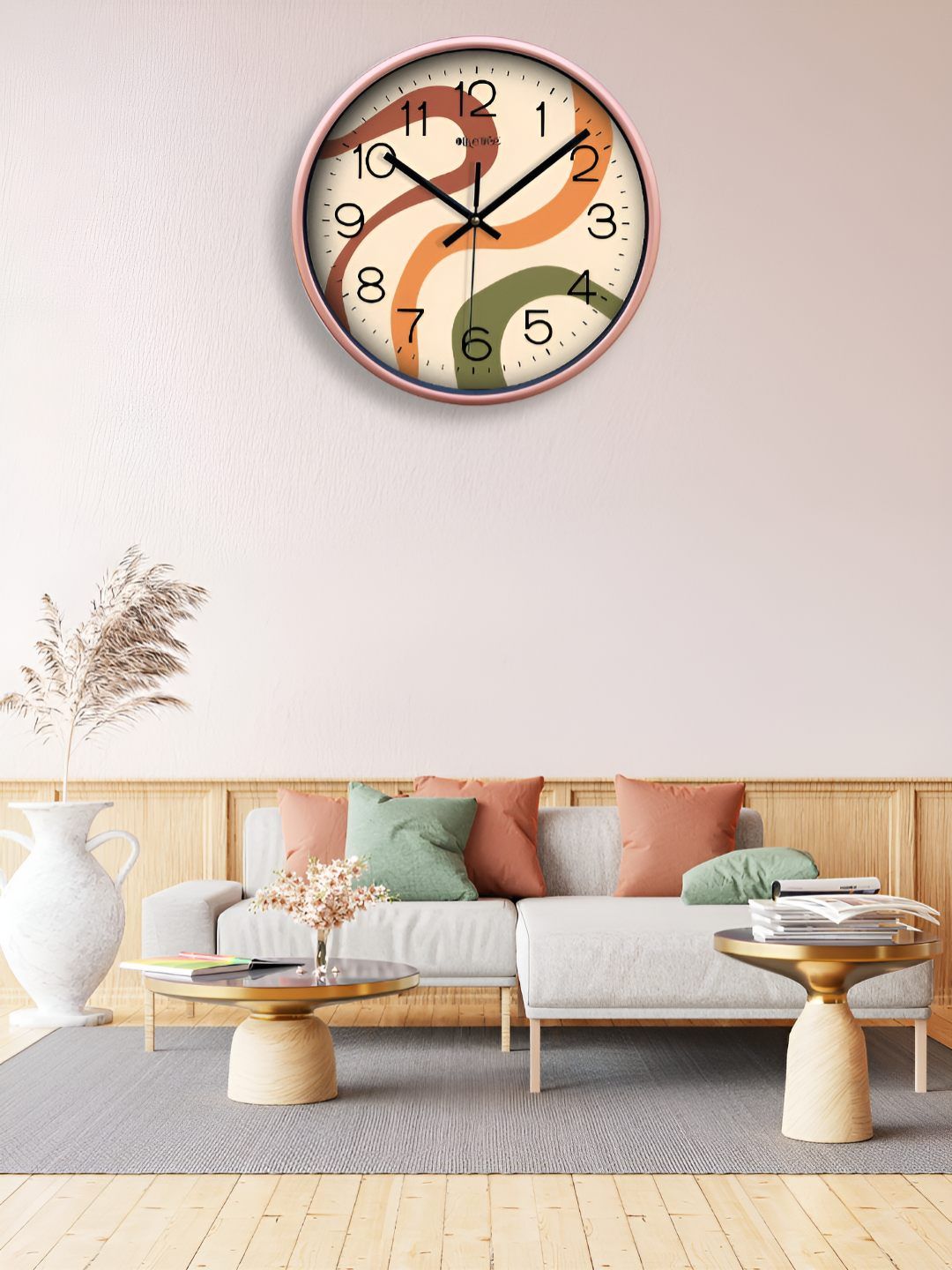 OLIVE TREE Copper-Toned & Green Printed Contemporary Wall Clock-picture-24