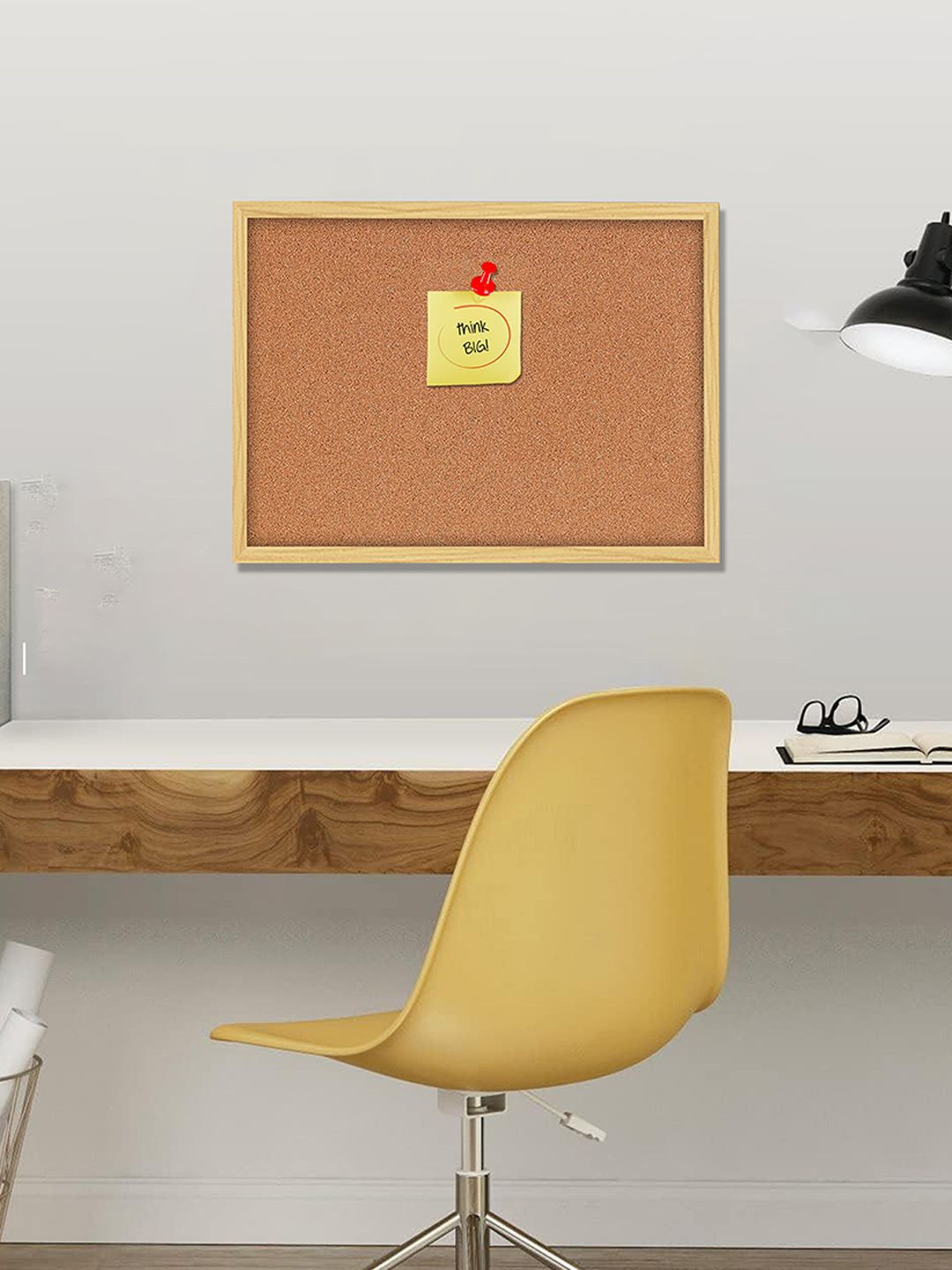 Art Street Beige & Brown Wooden Rectangular Shaped Notice Bulletin Board