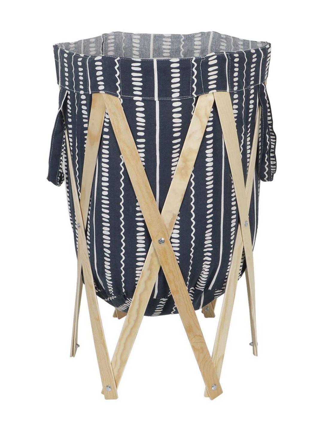 HOKIPO Blue & White Printed Cotton Foldable Laundry Bag With Handles-image-26