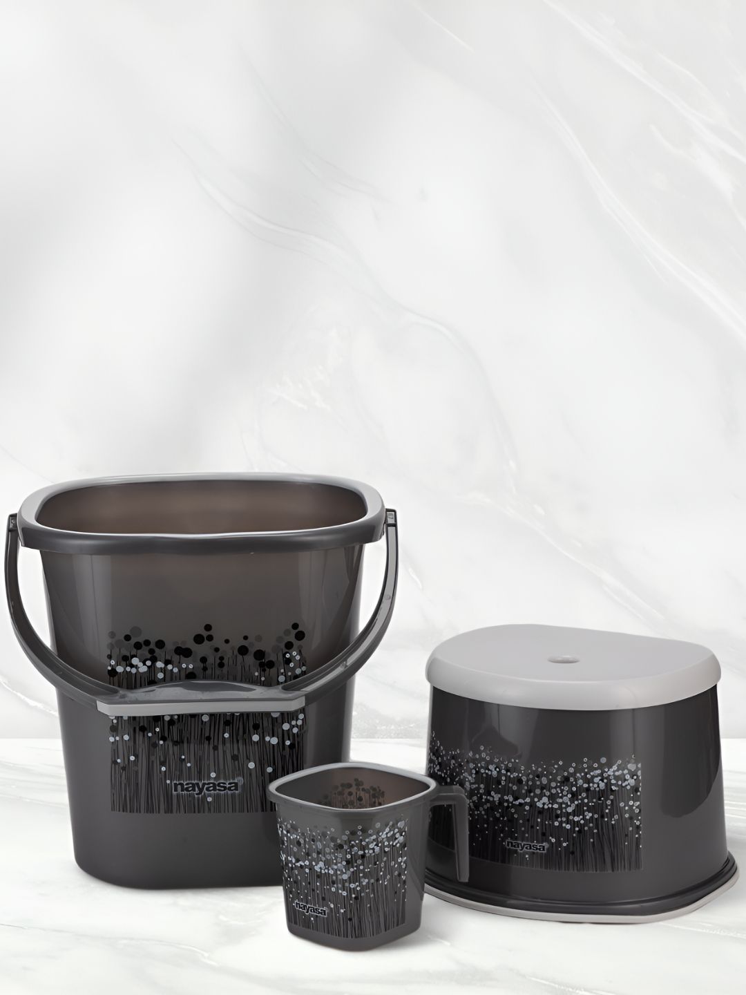Nayasa Funk Square Black 3 Pcs Bathroom Set
