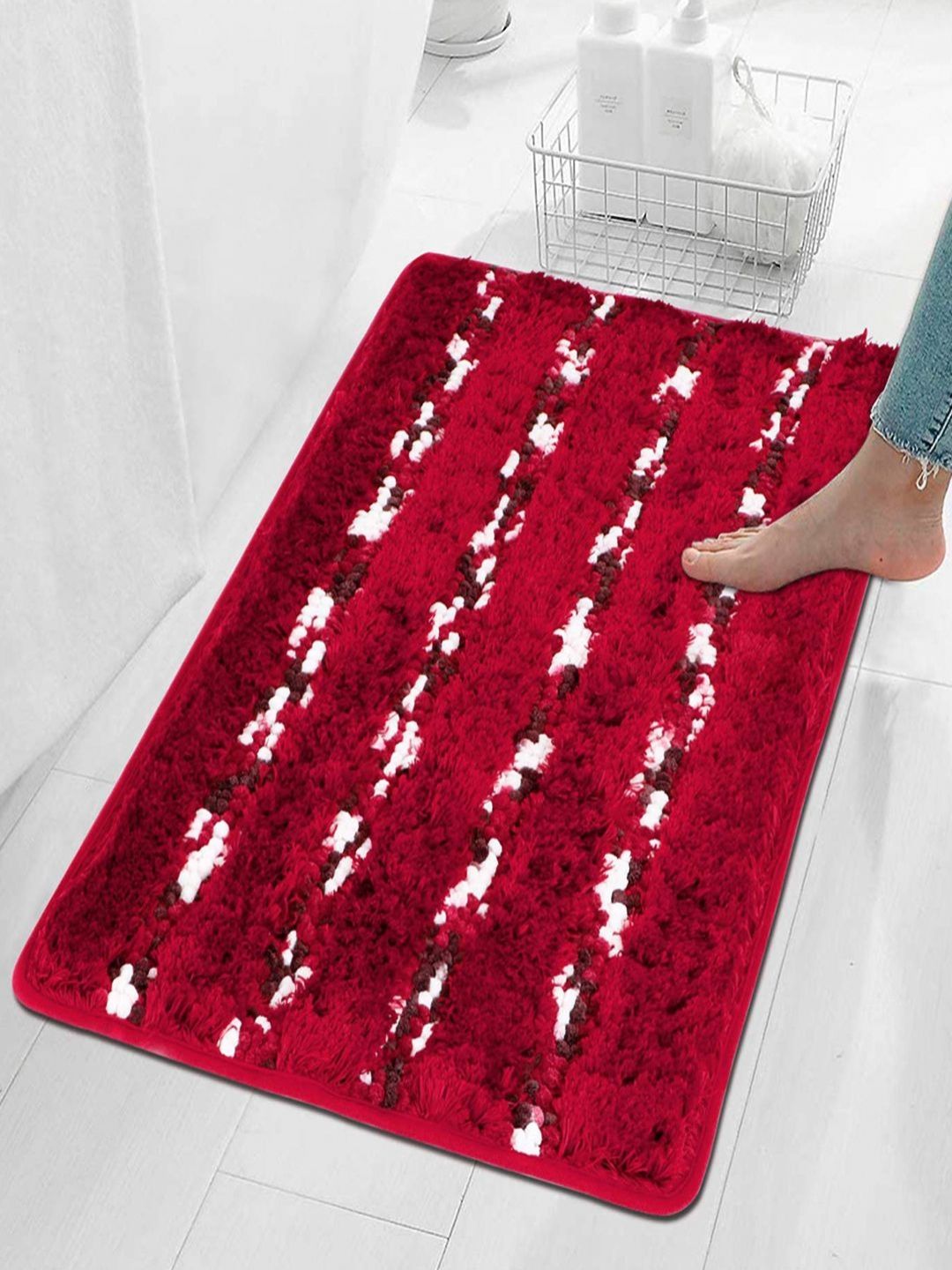 HOKIPO Large 50x80cm Soft Microfiber Bath Mats For Bathroom Red AR-3478-picture-18