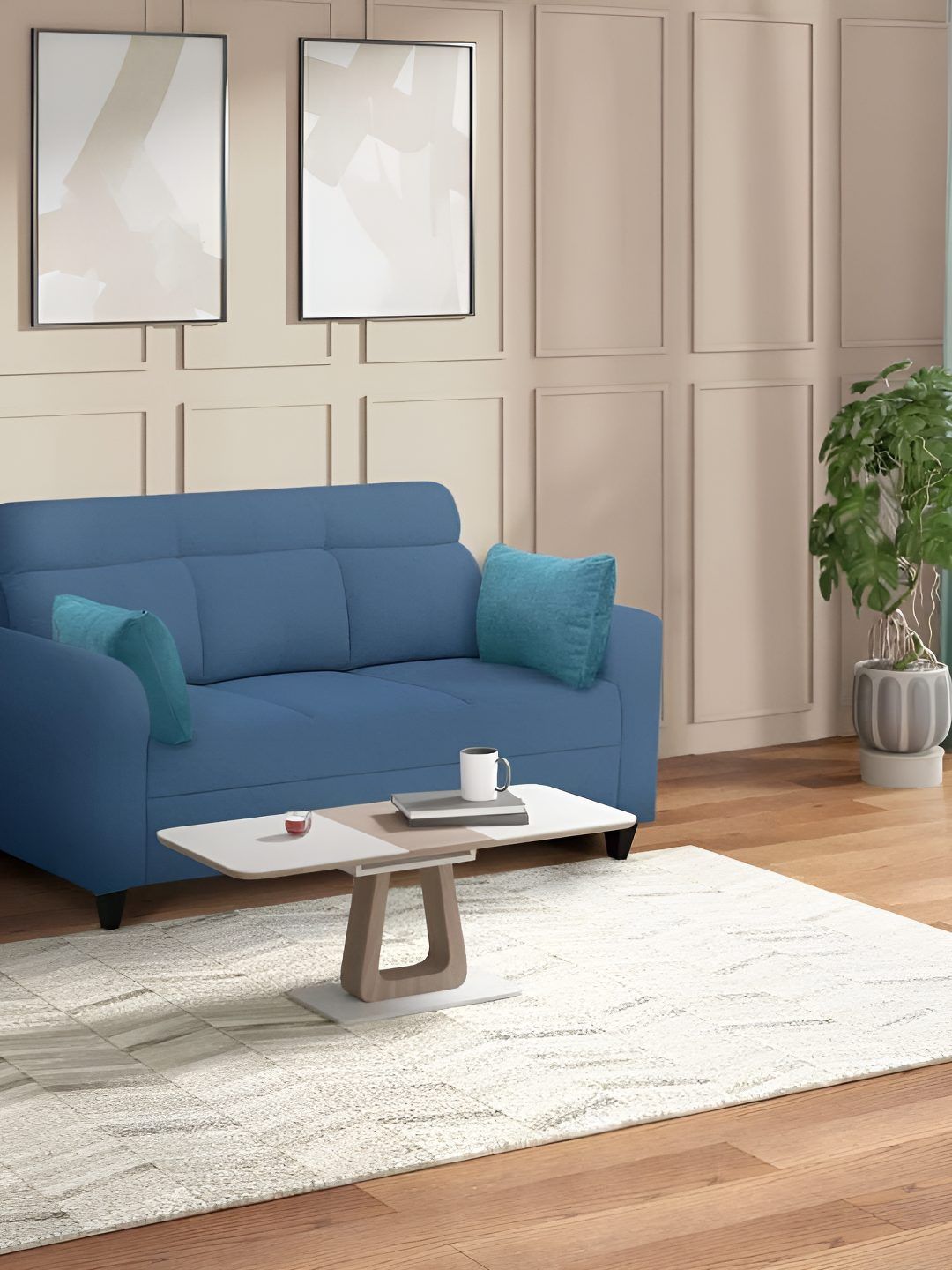 Duroflex Zivo Plus Twilight Blue Fabric 3 Seater Sofa Set-picture-54