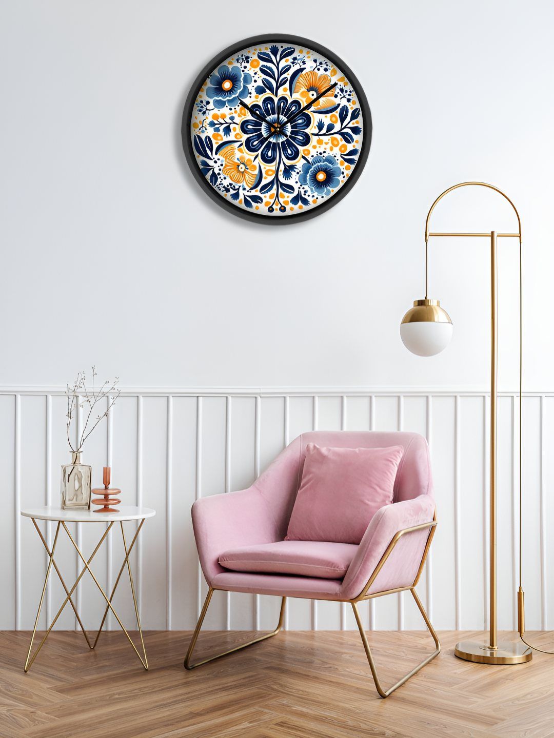 OLIVE TREE Black & Blue Printed Contemporary Wall Clock-picture-25