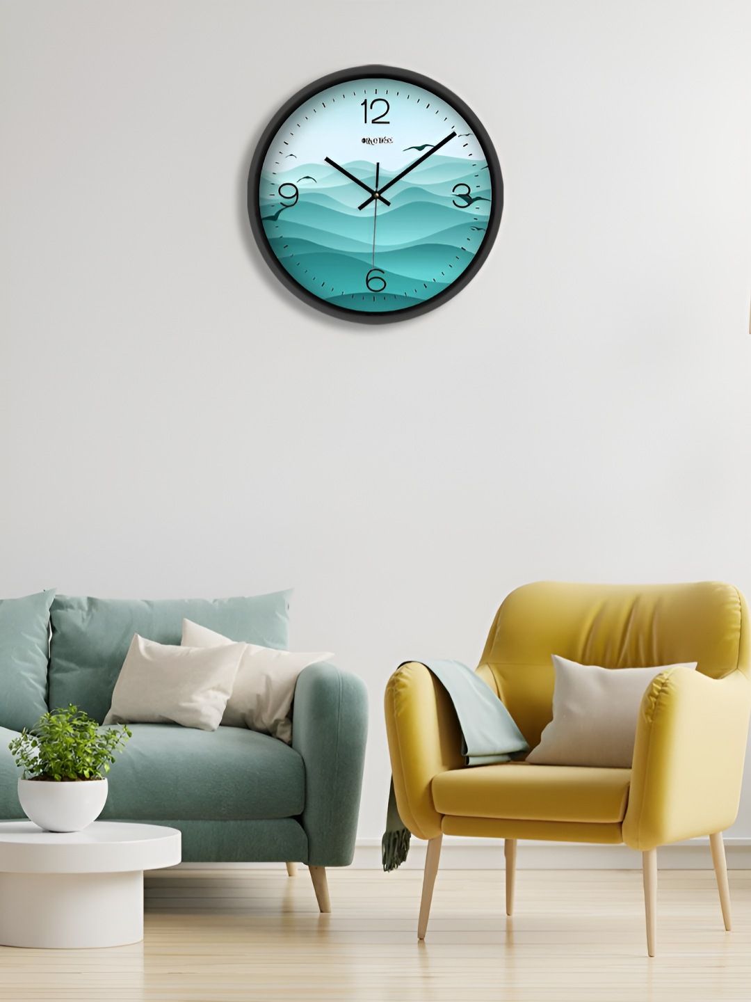 OLIVE TREE Black & Green Printed Contemporary Wall Clock-picture-28