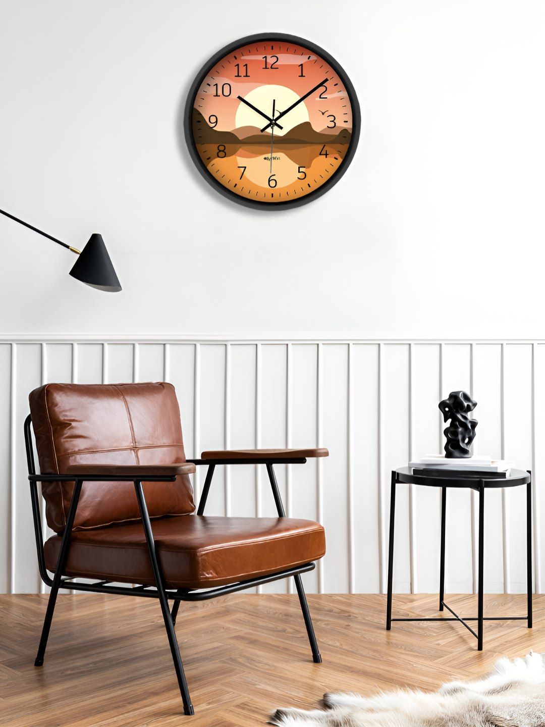 OLIVE TREE Black & Yellow Printed Contemporary Wall Clock-picture-16