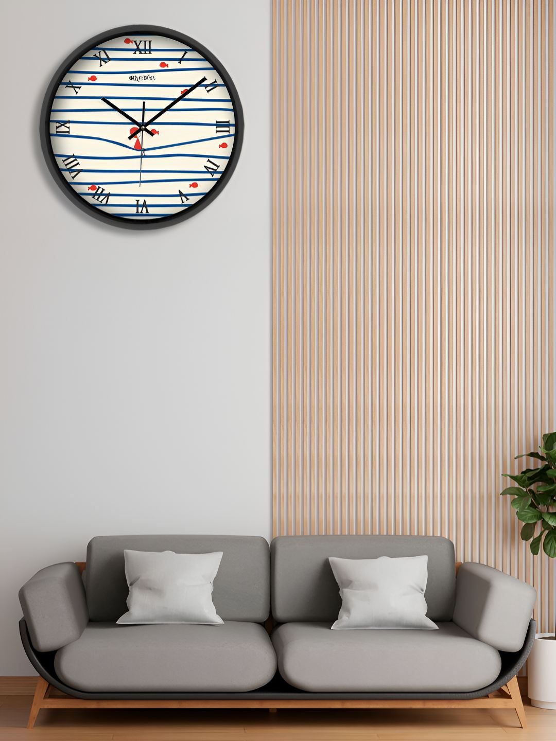 OLIVE TREE Black & Off White Printed Contemporary Wall Clock-picture-26