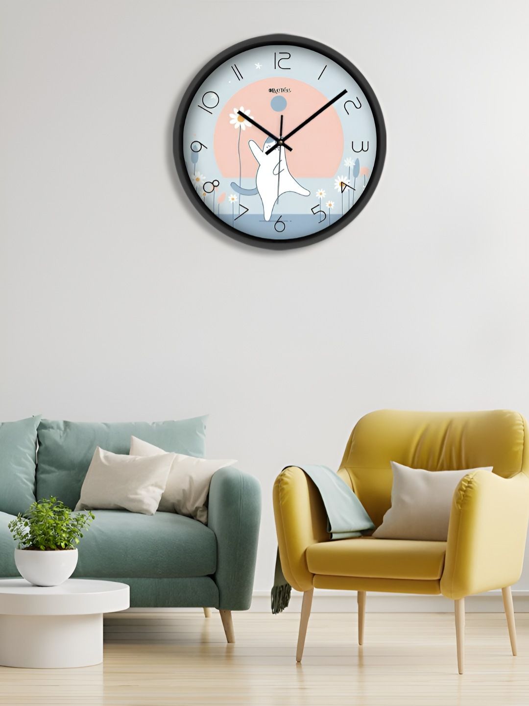 OLIVE TREE Black & Blue Printed Contemporary Wall Clock