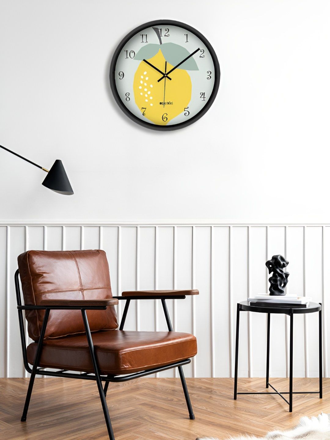 OLIVE TREE Black & Yellow Printed Contemporary Wall Clock-picture-19