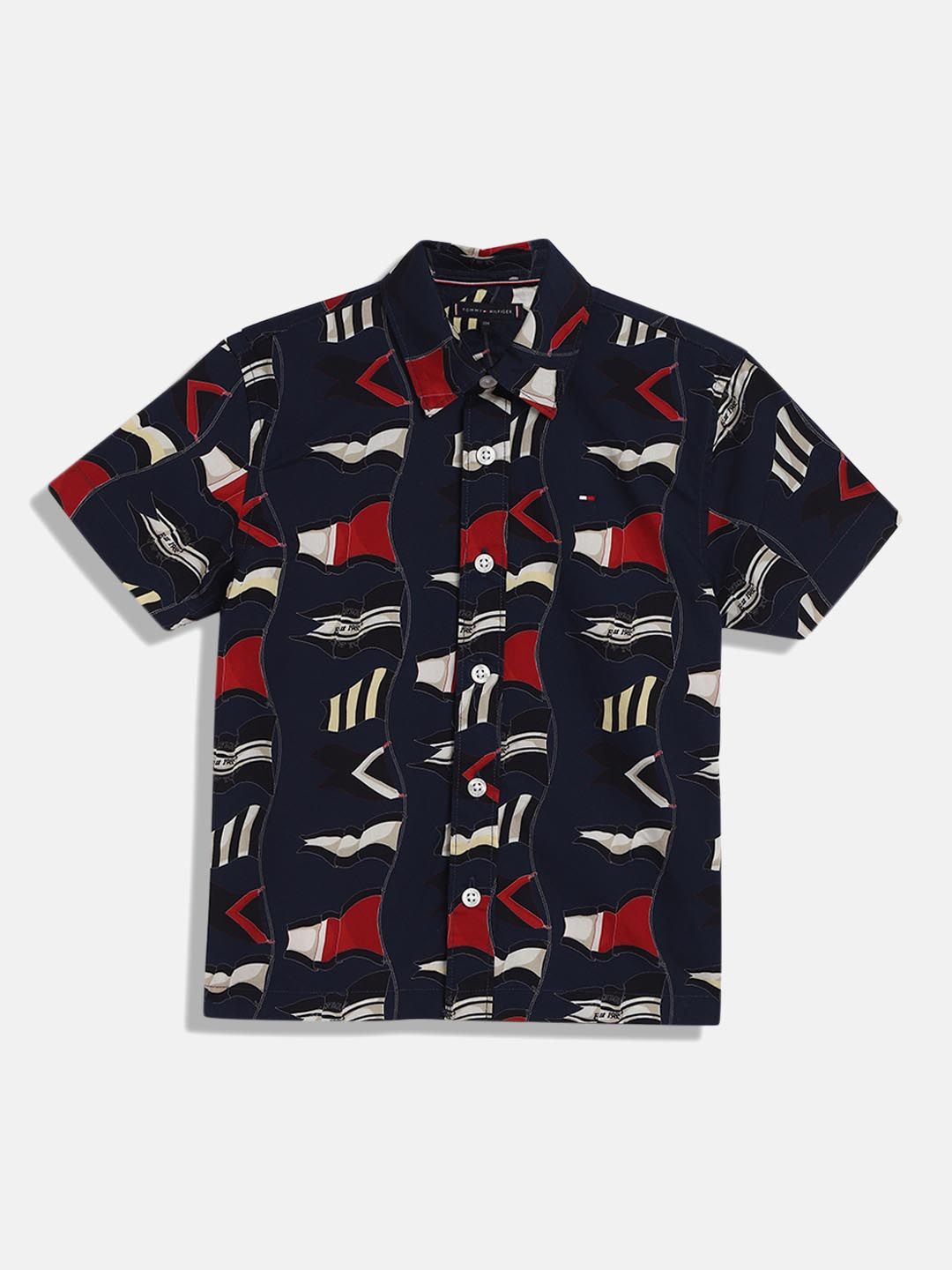 Tommy Hilfiger Boys Spread Collar Conversational Printed Cotton Casual Shirt-image-46