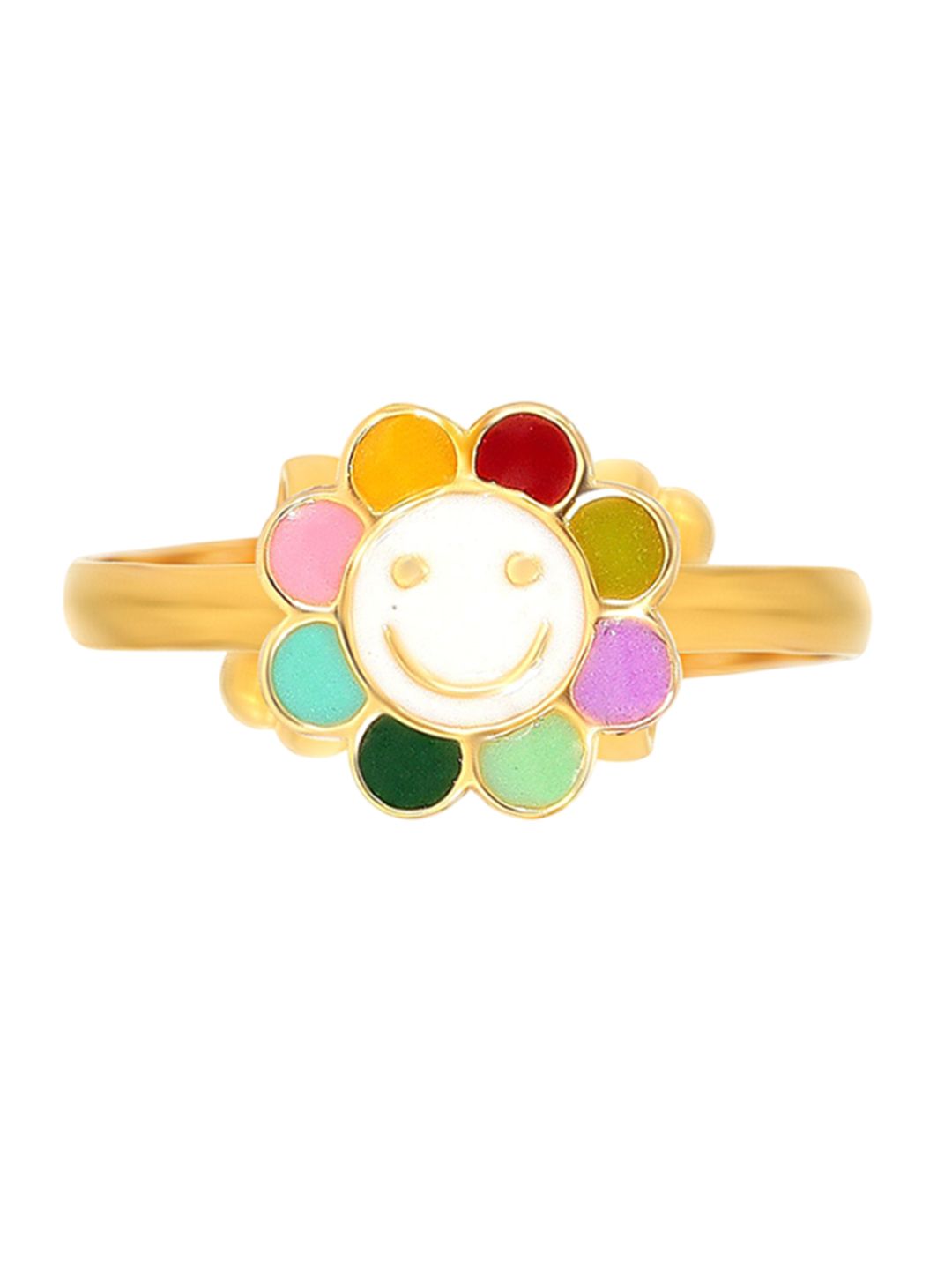 BHIMA 22K BIS Hallmark 916 Purity Yellow Gold Smiley Flora Kids Ring-image-28