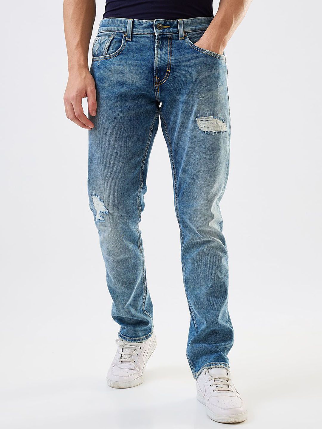 SPYKAR Men Relaxed Fit Mid-Rise Mildly Distressed Heavy Fade Jeans