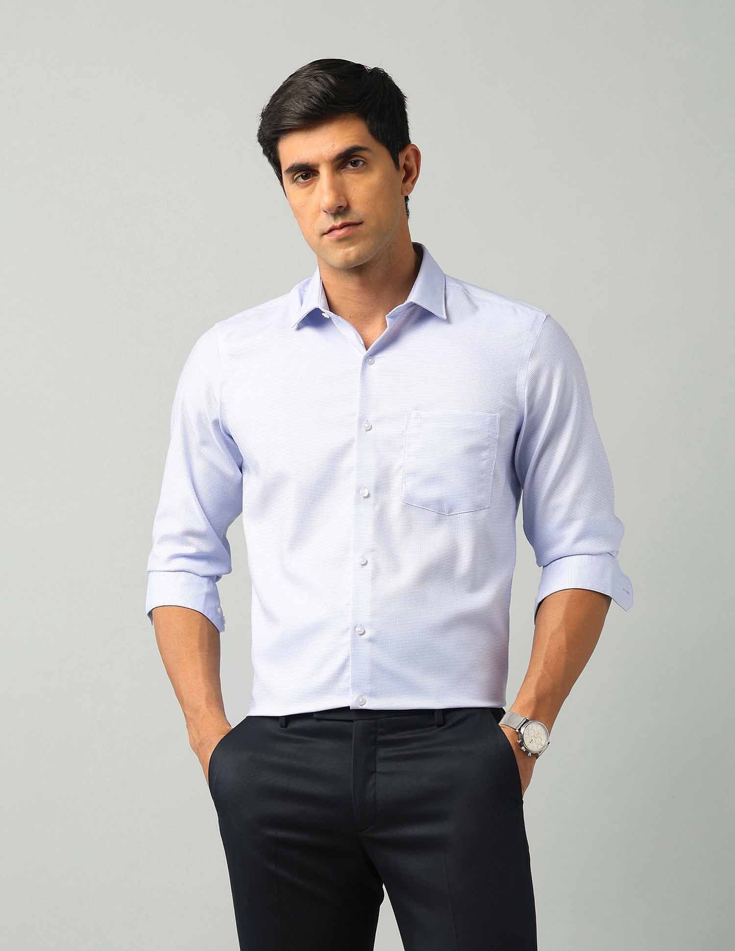 Arrow Men Classic Fit Spread Collar Textured Cotton Formal Shirt-picture-18