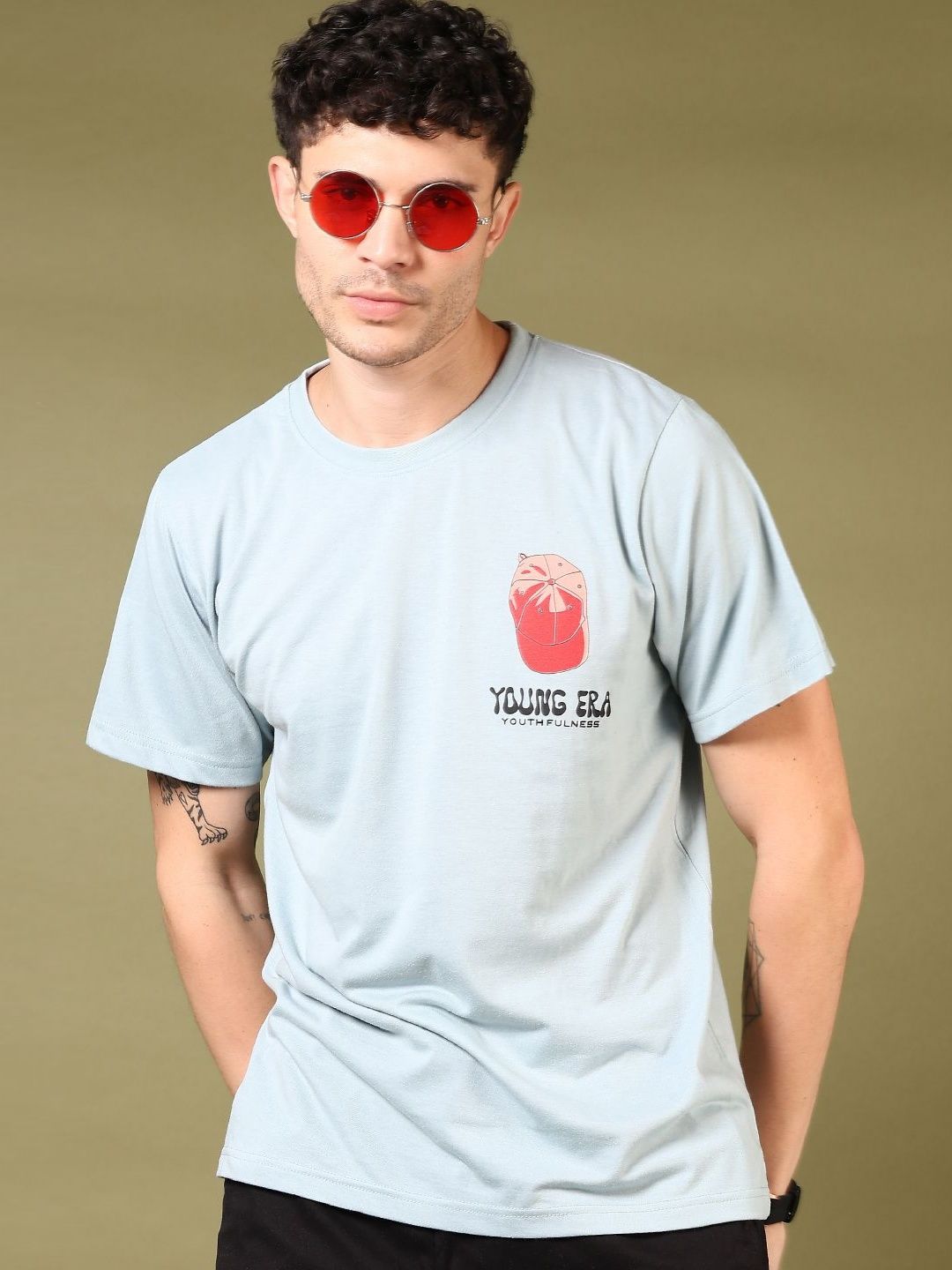 V-Mart Men Graphic Printed Round Neck Cotton T-shirt-picture-48